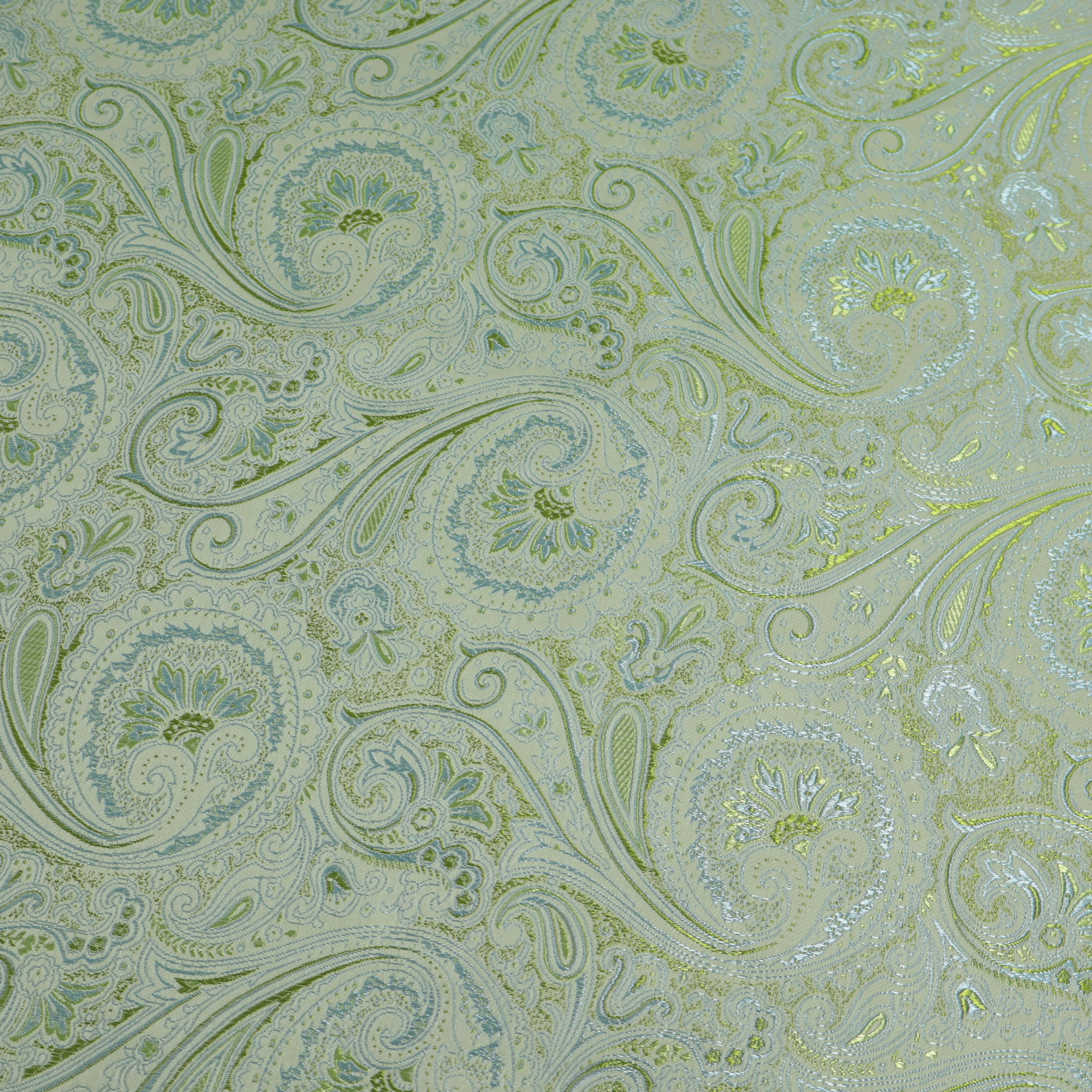 Sage Green Paisley Brocade Jacquard Fabric | 100% Polyester | 145cm | Wholesale OEM Custom