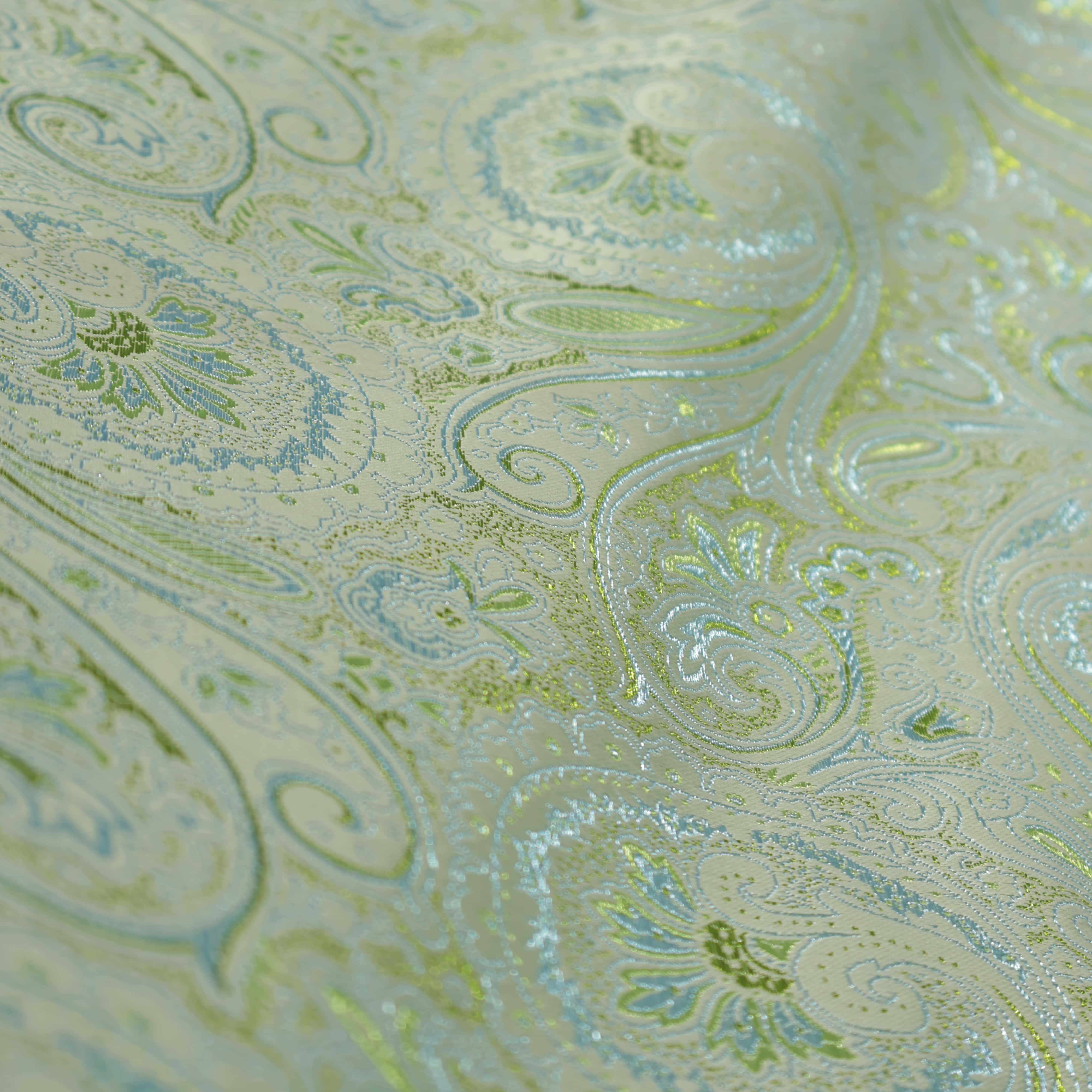 Sage Green Paisley Brocade Jacquard Fabric | 100% Polyester | 145cm | Wholesale OEM Custom