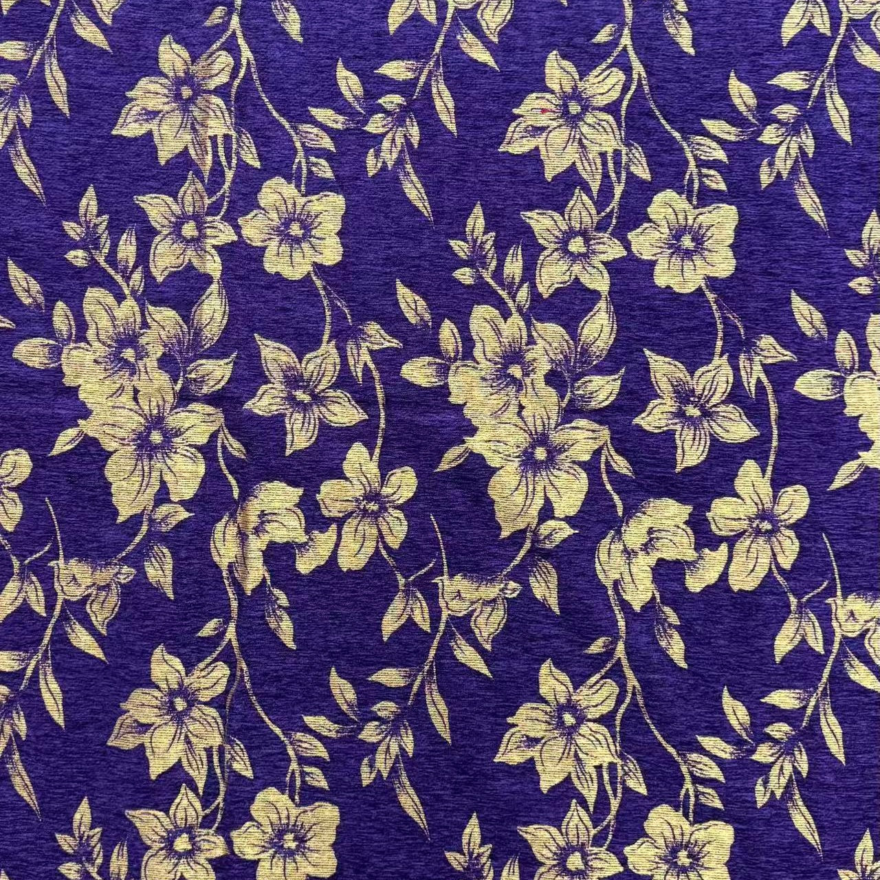 Royal Purple Floral Jacquard Woven Jacquard Fabric Fine Thread Jacquard