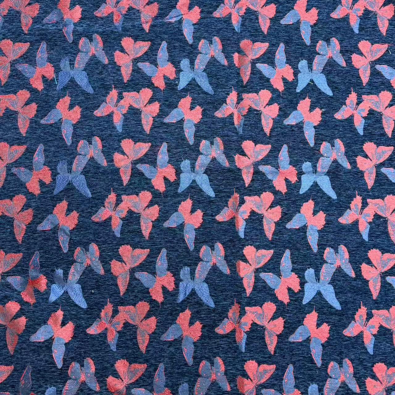 Navy Blue Butterfly Chenille Jacquard Fabric Chenille Jacquard Fabric