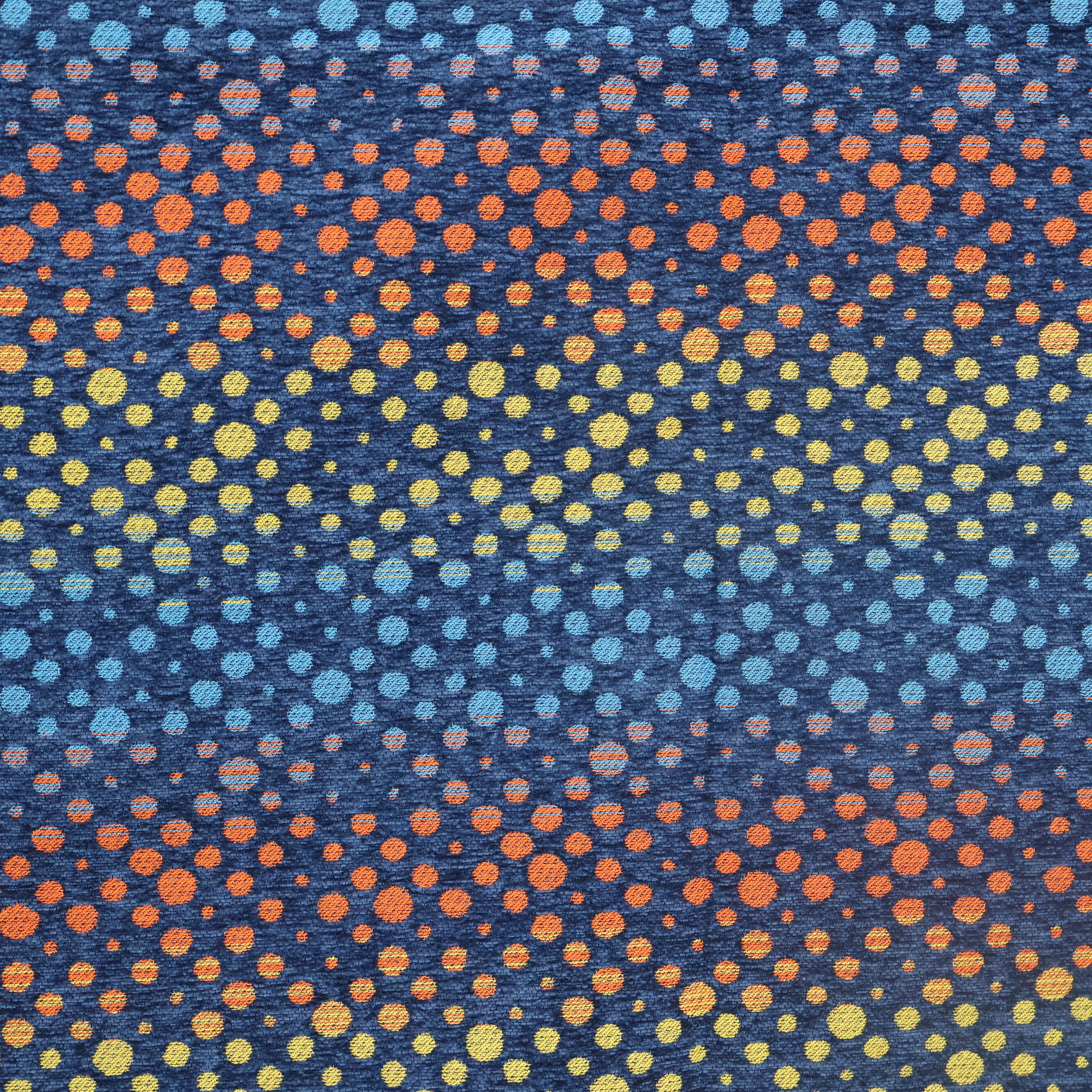 Navy Blue Multicolor Polka Dot Chenille Jacquard Fabric Chenille Jacquard Fabric