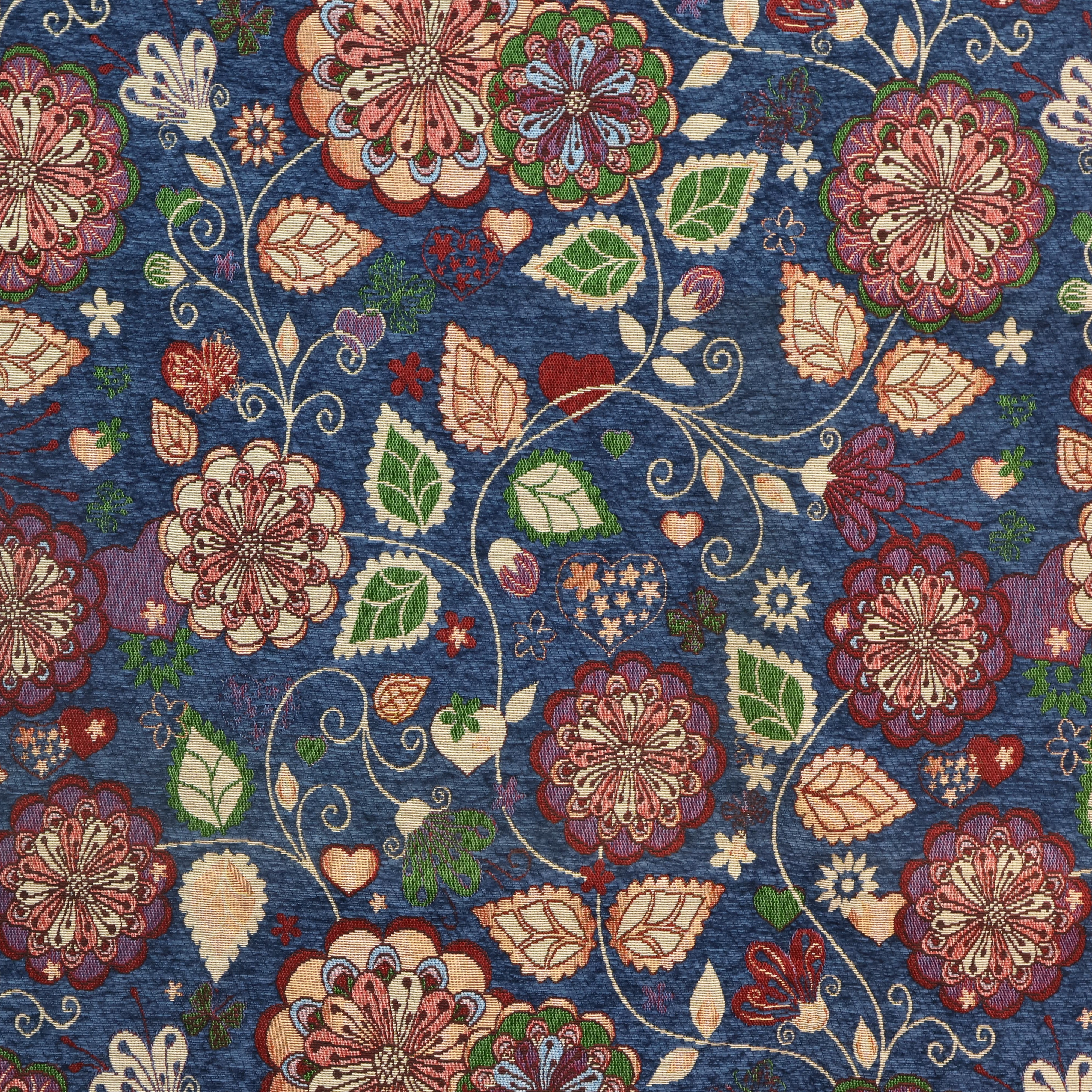Crimson Floral Vine Chenille Jacquard Fabric Custom Designer Jacquard