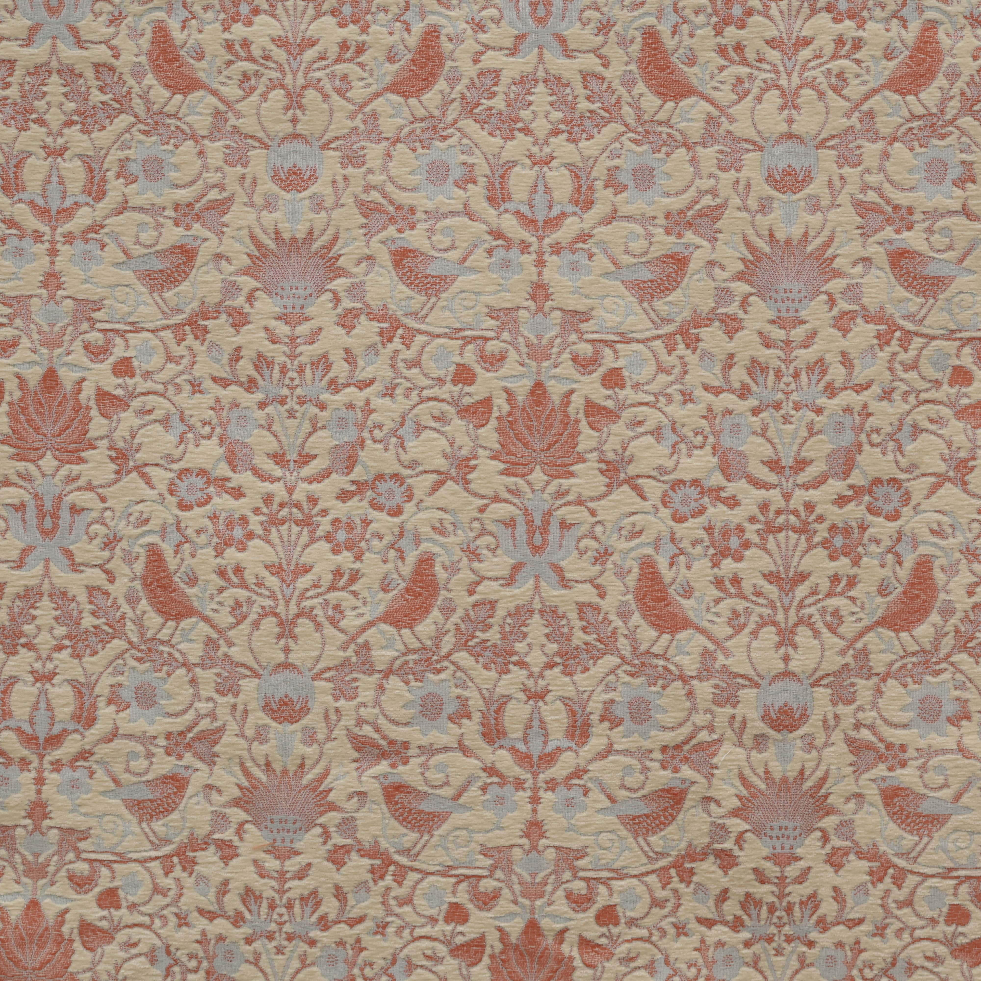 Bird Tulip Damask Chenille Jacquard Fabric Curtain & Drapery