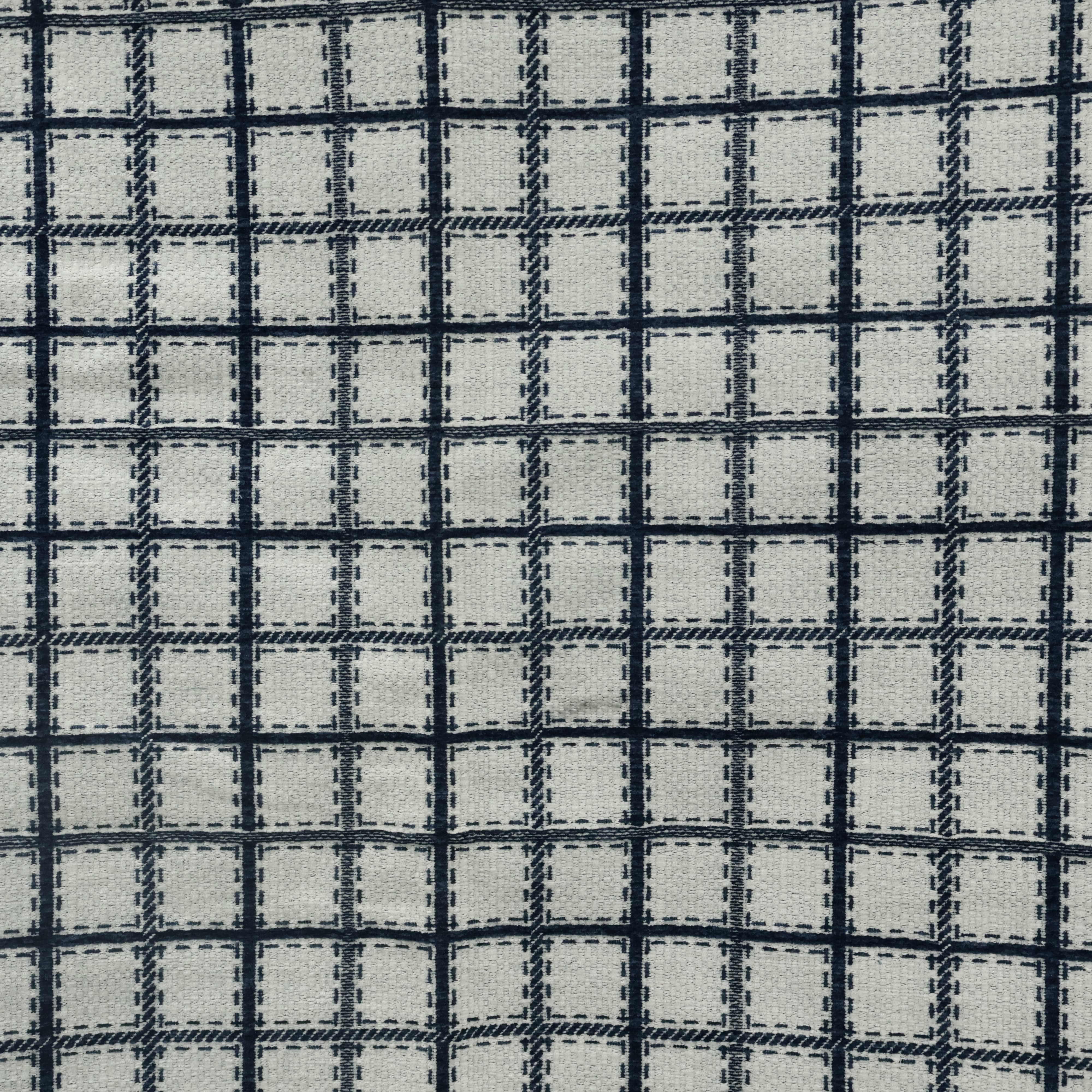 Navy Windowpane Check Jacquard Fabric Sofa & Upholstery