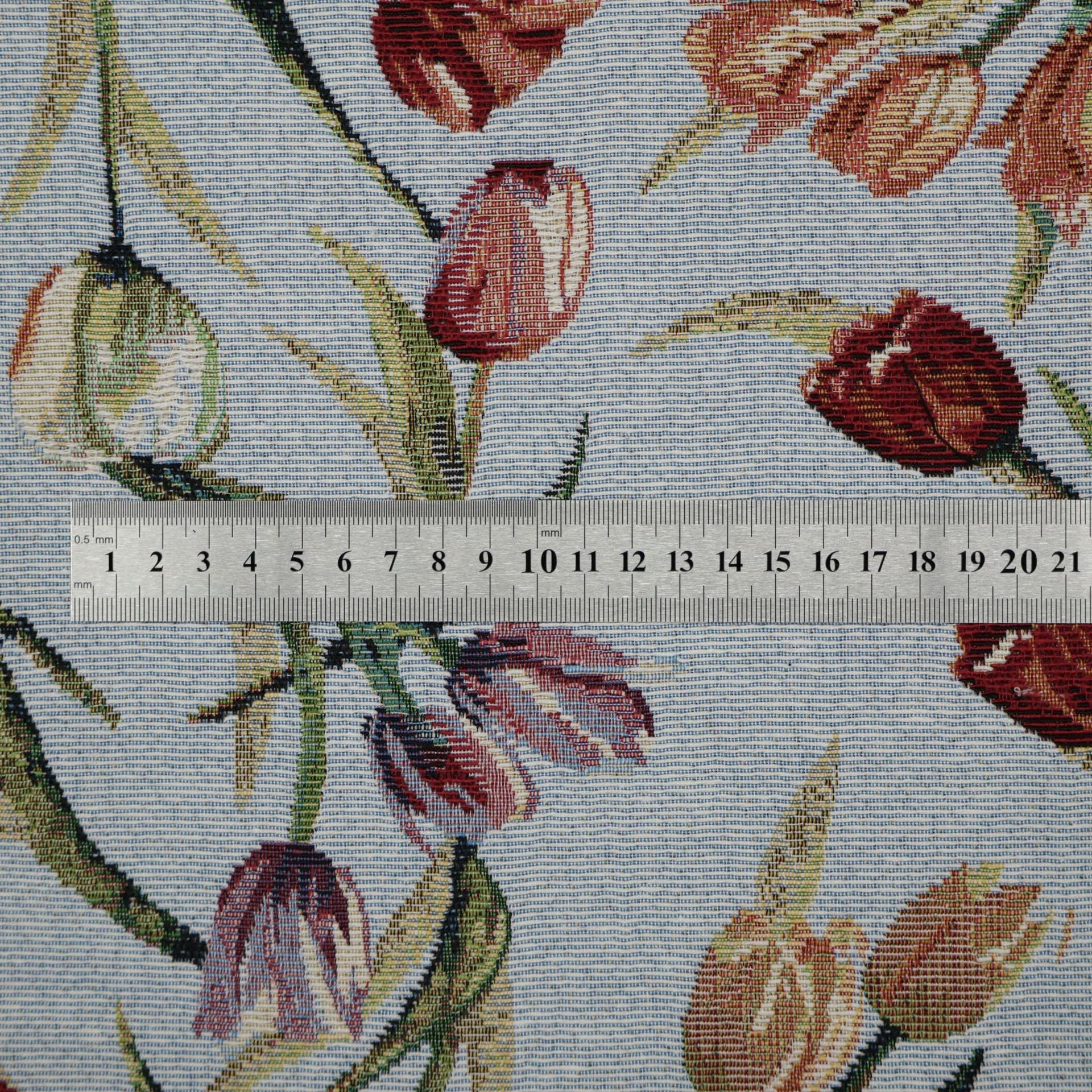 Silver-Gray Tulip Botanical Jacquard Woven Fabric | Polyester-Cotton | 145cm | Wholesale OEM Custom Fabric