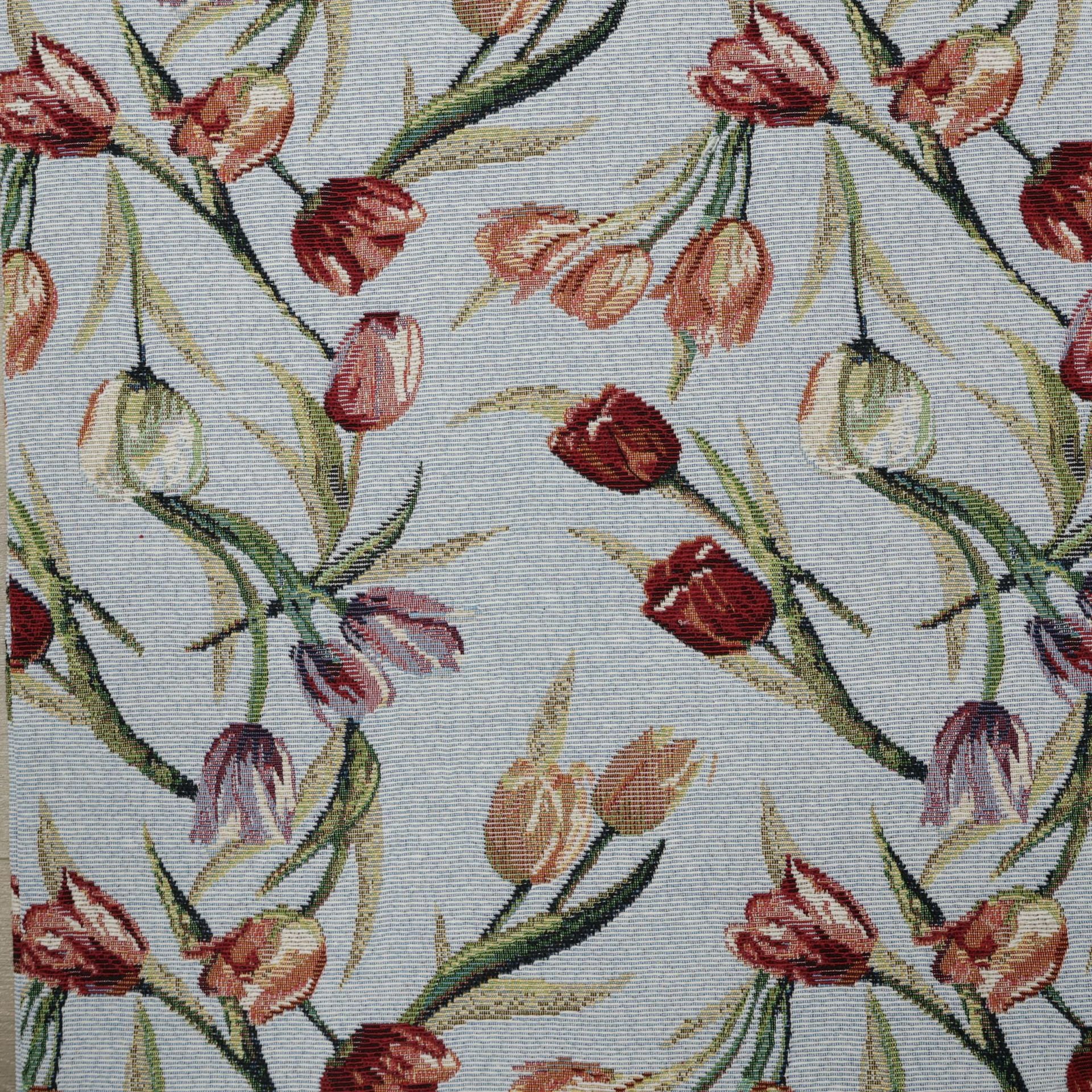 Silver-Gray Tulip Botanical Jacquard Woven Fabric | Polyester-Cotton | 145cm | Wholesale OEM Custom Fabric
