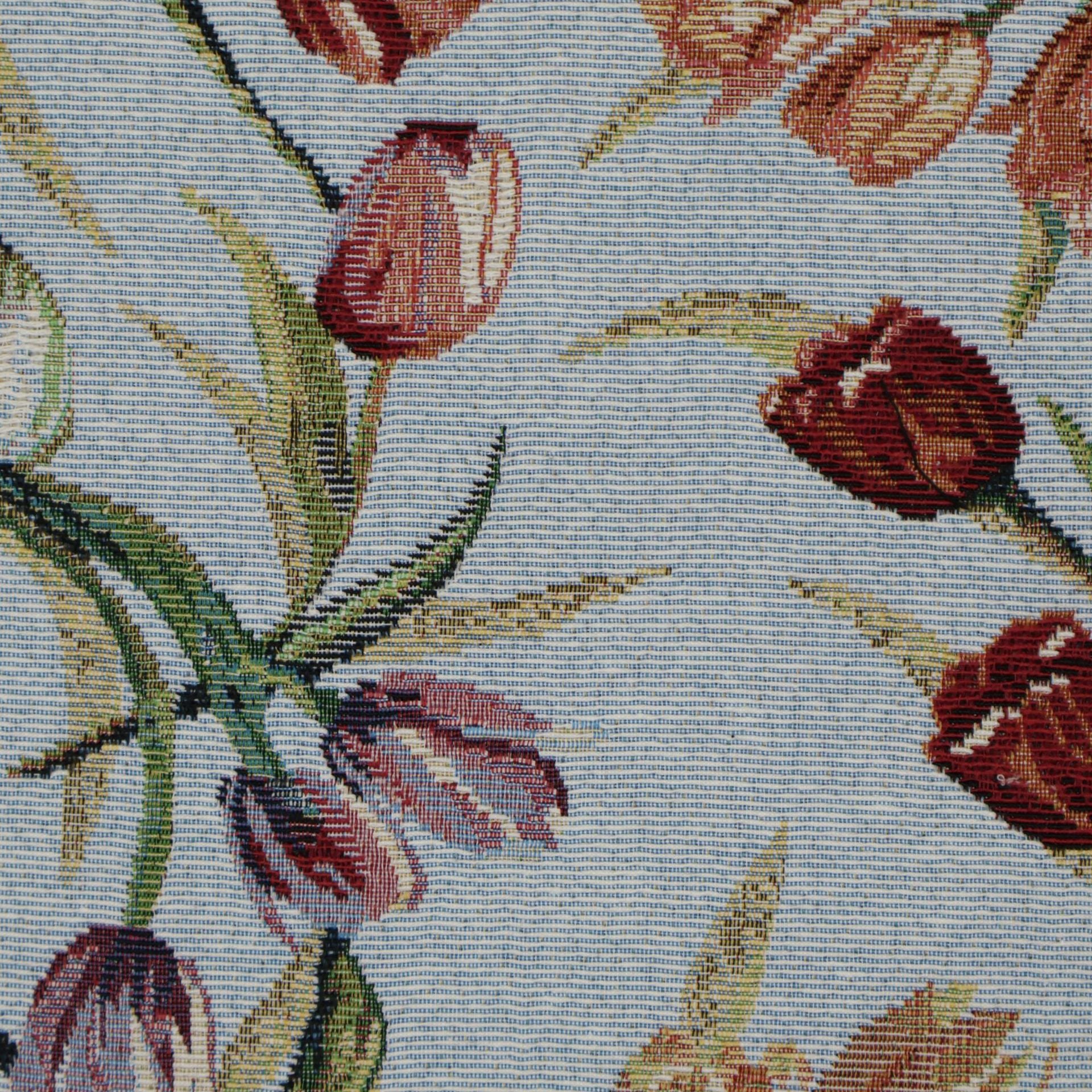 Silver-Gray Tulip Botanical Jacquard Woven Fabric | Polyester-Cotton | 145cm | Wholesale OEM Custom Fabric