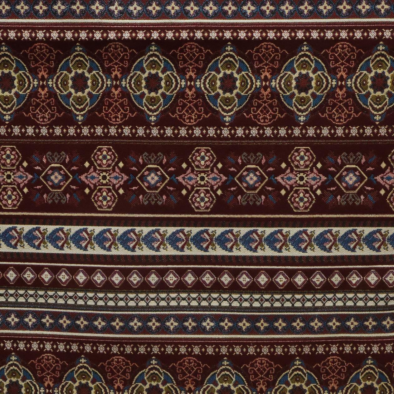 Burgundy Persian Geometric Jacquard Fabric Curtain & Drapery