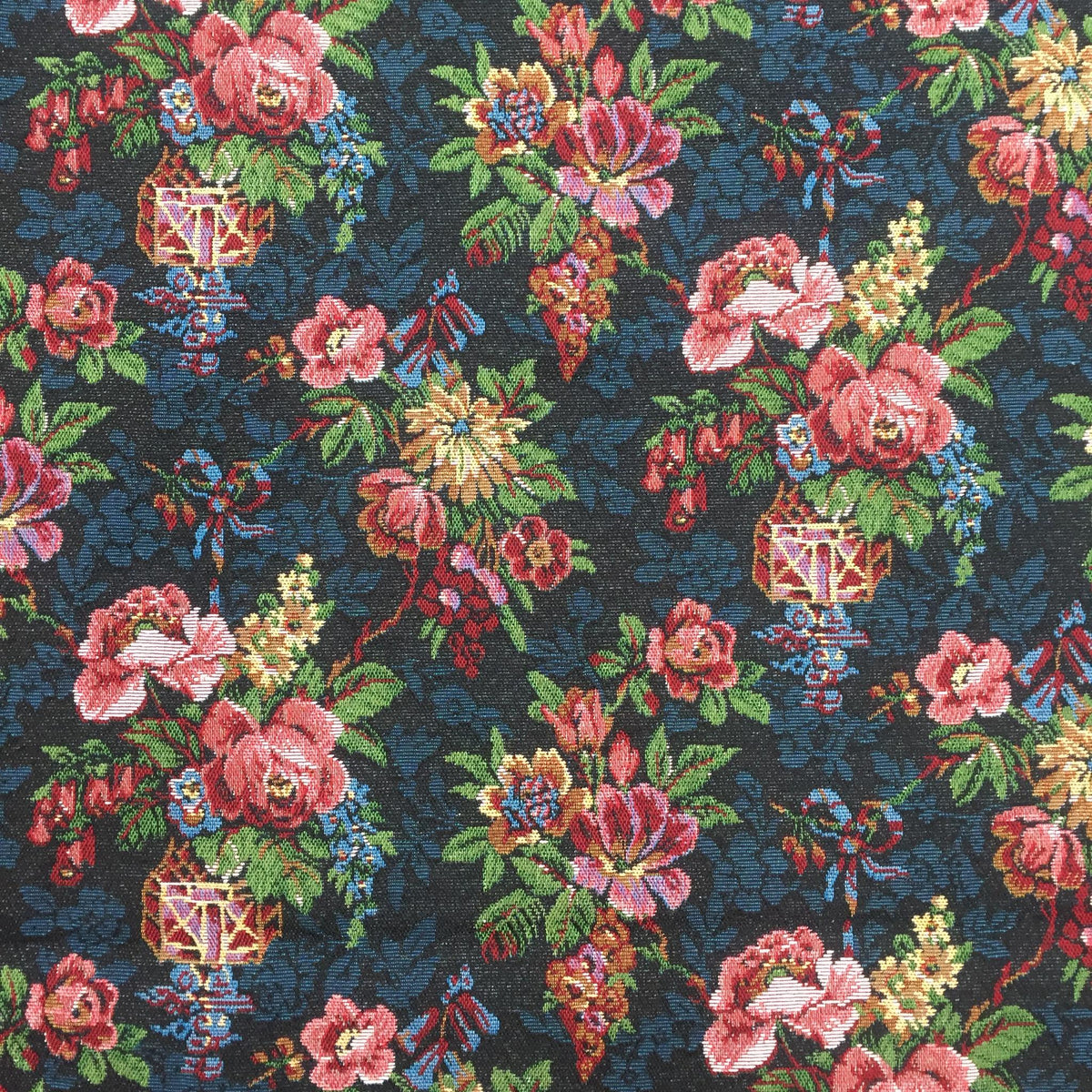 Floral Basket Polyester Jacquard Fabric for Bags Polyester Jacquard Fabric