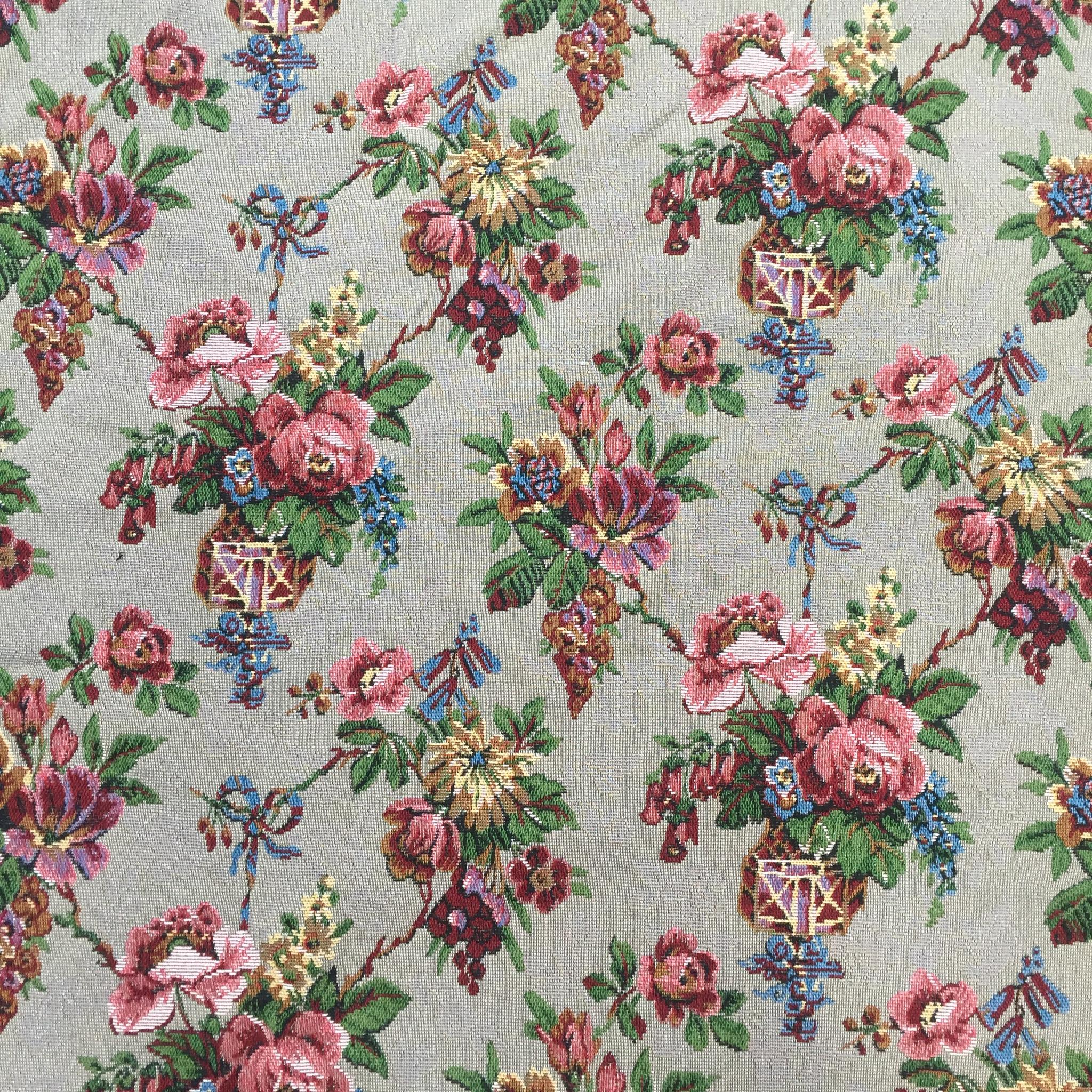 Floral Basket Polyester Jacquard Fabric for Bags Polyester Jacquard Fabric