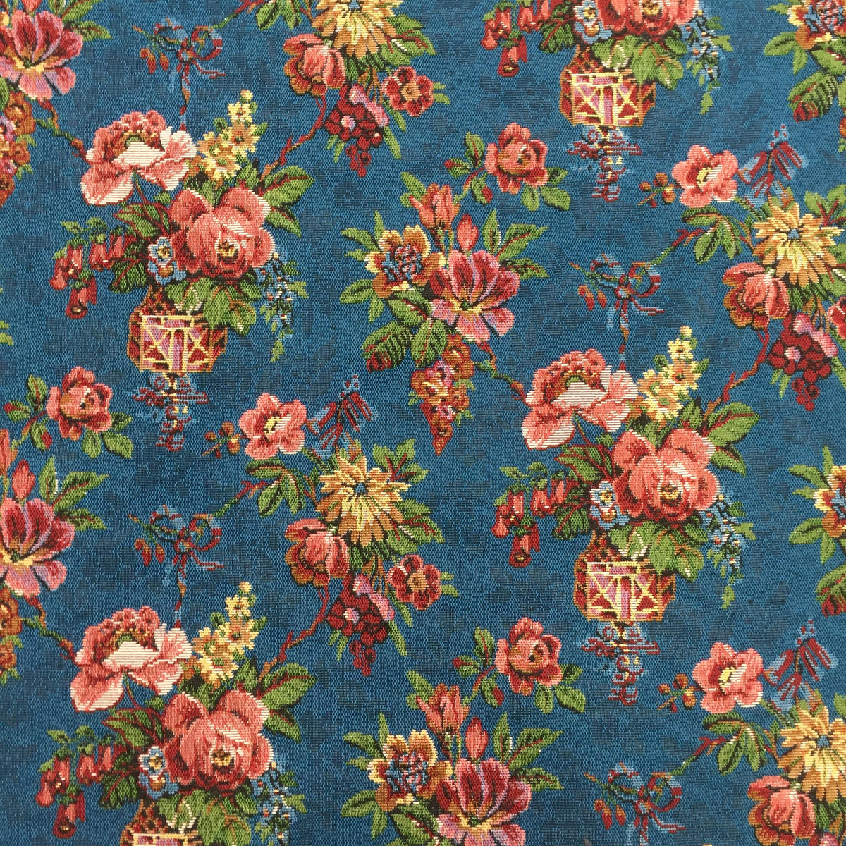 Floral Basket Polyester Jacquard Fabric for Bags Polyester Jacquard Fabric