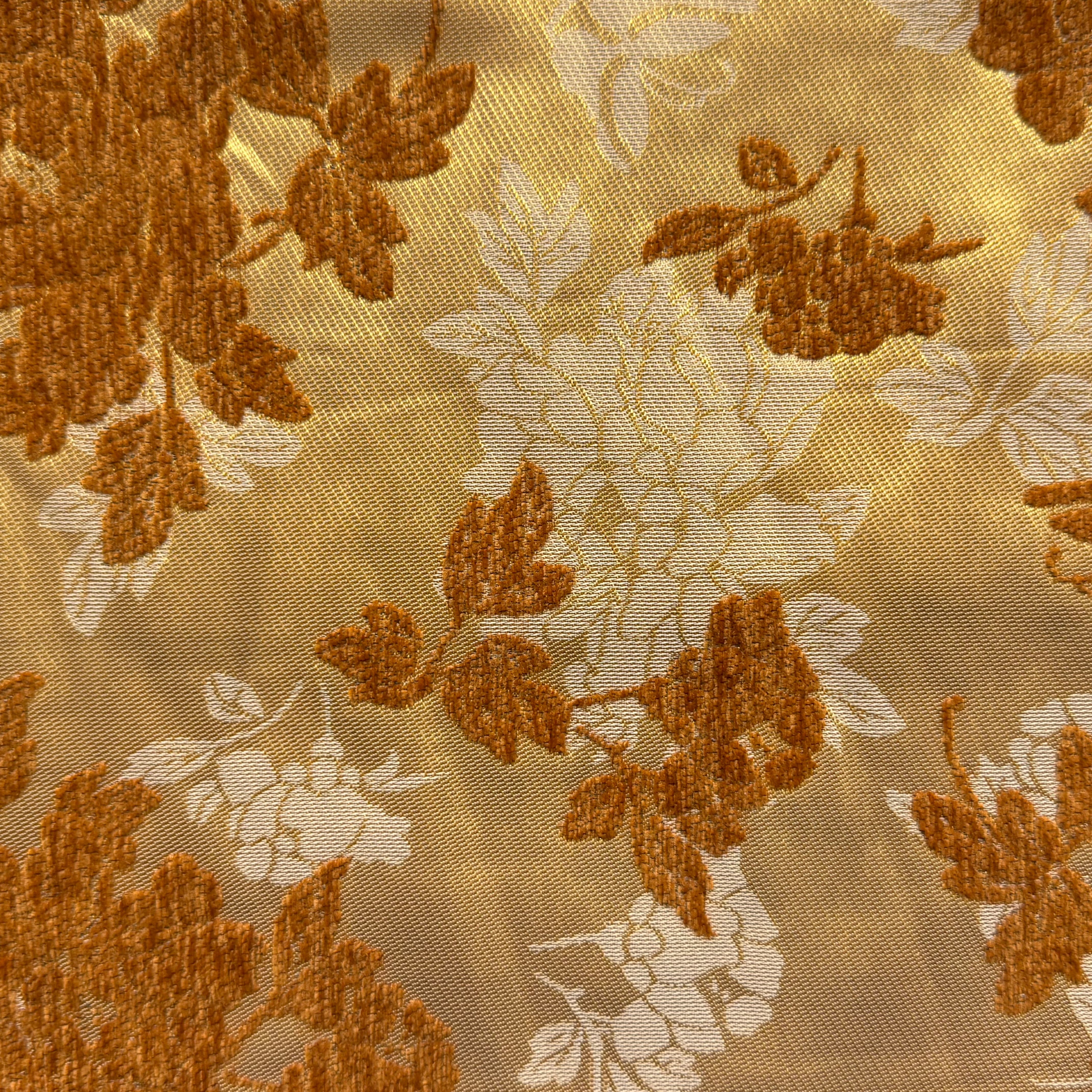 Gold Floral Oak Leaf Chenille Jacquard Fabric Chenille Jacquard Fabric