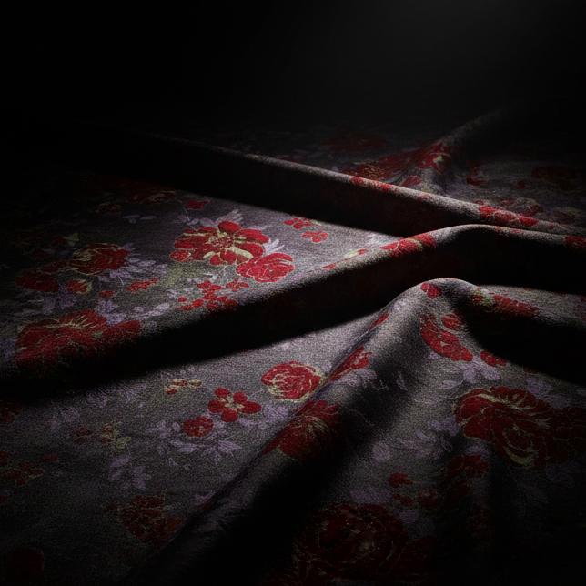 Burgundy Rose Floral Chenille Jacquard Fabric Chenille Jacquard Fabric