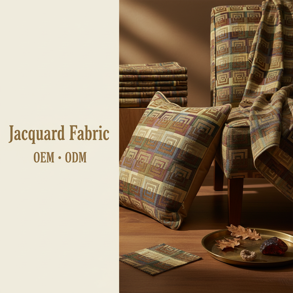 Multi-tone Concentric Square Geometric Jacquard Woven Fabric | 100% Polyester | 145cm | Coating Available | Wholesale OEM Functional Fabric