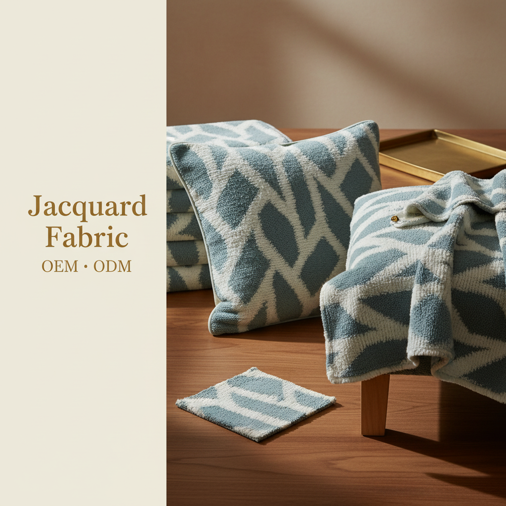 Slate Blue Abstract Wave Chenille Jacquard Fabric | 100% Polyester | 145cm | Coating Available | Wholesale OEM Functional Fabric