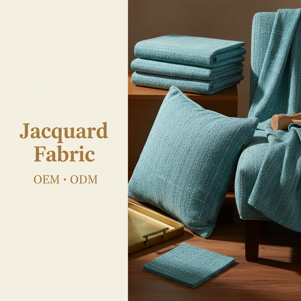 Teal Mélange Jacquard Woven Fabric | 100% Polyester | 145cm | 3-Proof Coating | Wholesale OEM Functional Fabric