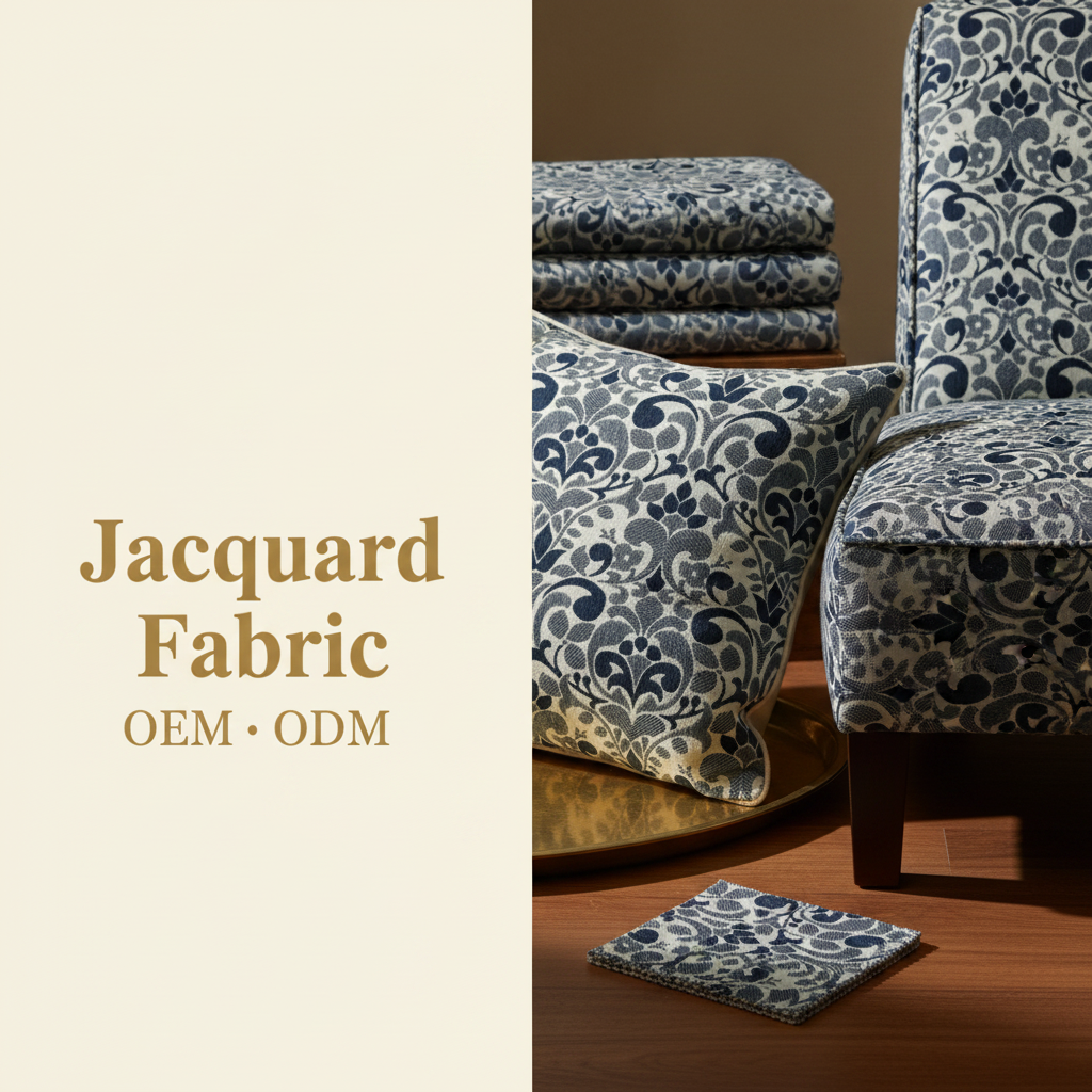 Navy Damask Chenille Jacquard Fabric | 100% Polyester | 145cm | Coating Available | Wholesale OEM Functional Fabric