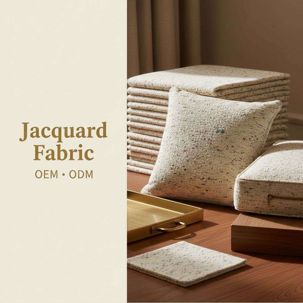Ivory Confetti Speckle Jacquard Woven Fabric | 100% Polyester | 145cm | Coating Available | Wholesale OEM Functional Fabric