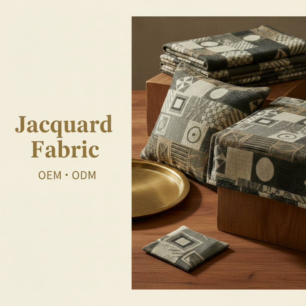 Black Abstract Geometric Jacquard Woven Fabric | Polyester | 145cm | Coating Available | Wholesale OEM Functional Fabric