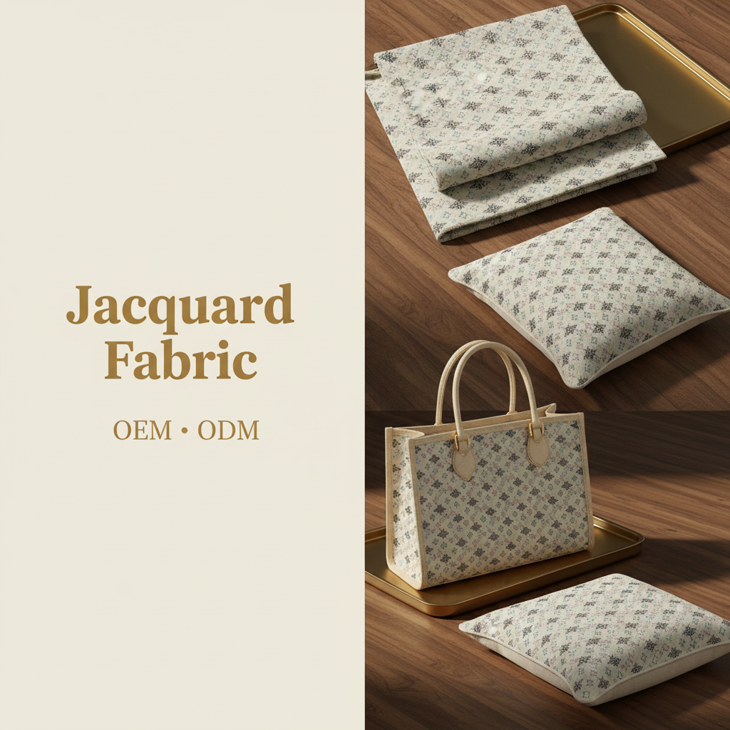 Cream Beige Bee & Diamond Jacquard Fabric | Cotton-Polyester Blend | 145cm | Wholesale OEM Custom Cotton-Poly Jacquard Fabric