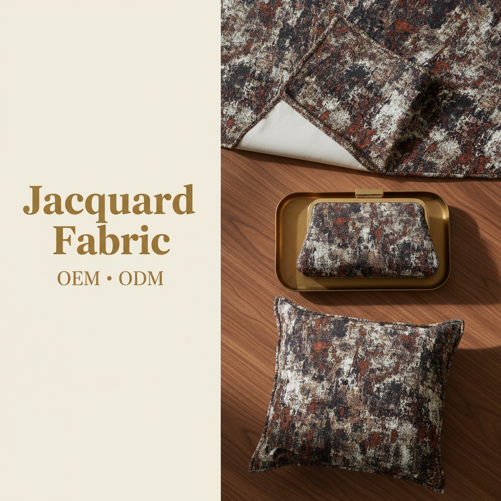 Charcoal Rust Abstract Distressed Jacquard Fabric | 100% Polyester | 150cm | Wholesale OEM Custom Cotton-Poly Jacquard Fabric