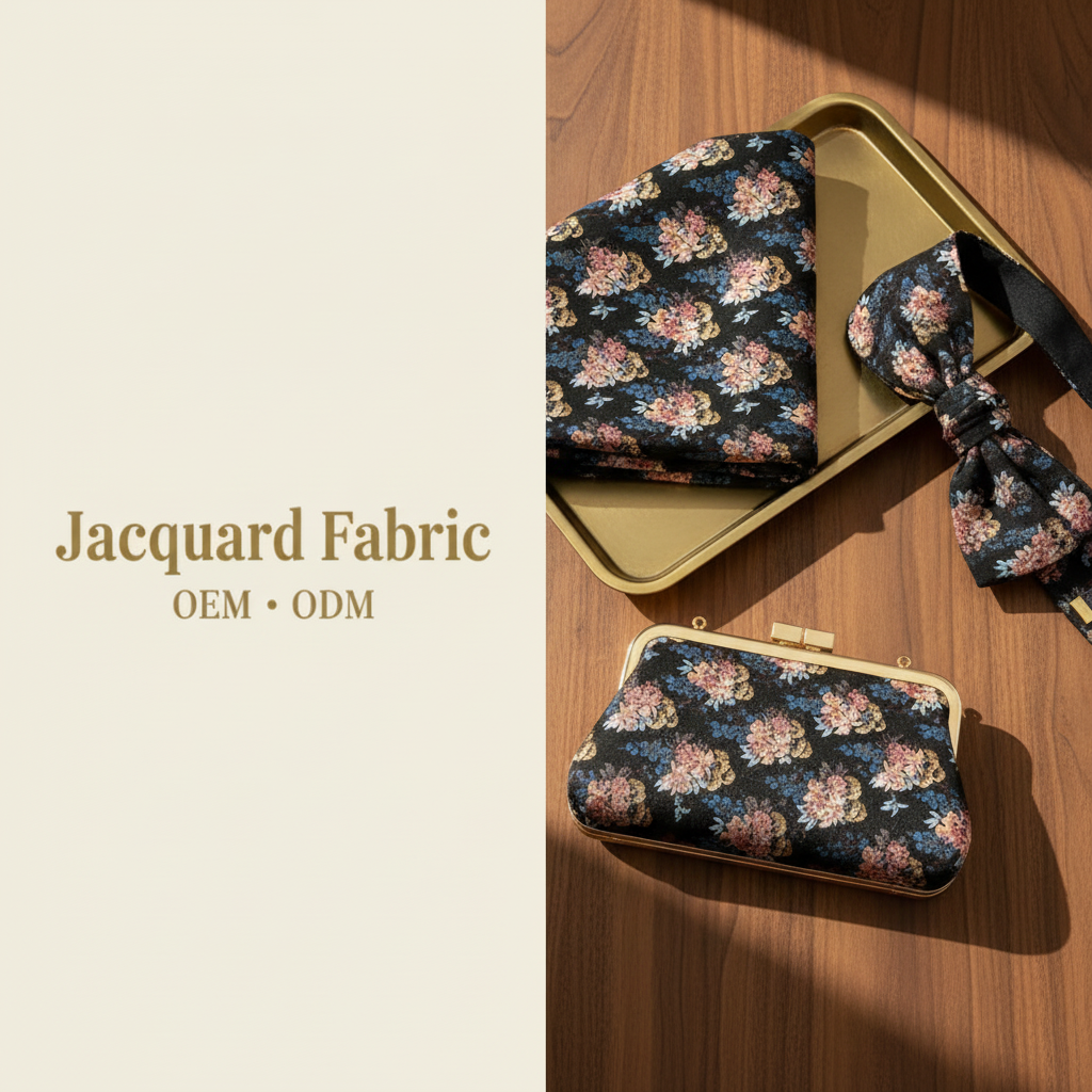 Navy Peony Floral Jacquard Woven Fabric | Polyester-Cotton | 150cm | Wholesale OEM Custom Cotton-Poly Jacquard Fabric