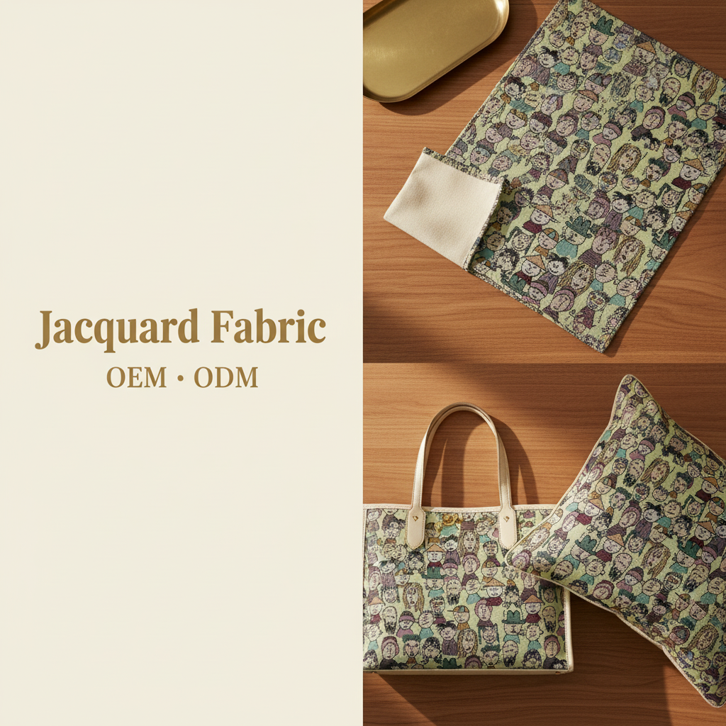 Burgundy Jacquard Fabric | Character People | 150cm | Wholesale OEM Custom Cotton-Poly Jacquard Fabric