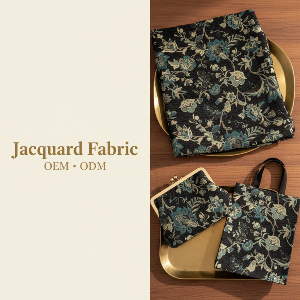 Black Floral Vine Chenille Jacquard Fabric | Polyester-Cotton Chenille | 150cm | Wholesale OEM Custom Chenille Jacquard Fabric