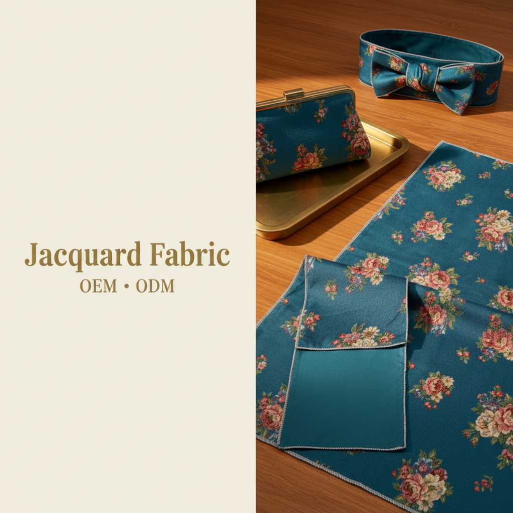Blue Rose Bouquet Jacquard Fabric | Polyester-Cotton | 150cm | Wholesale OEM Custom Cotton-Poly Jacquard Fabric