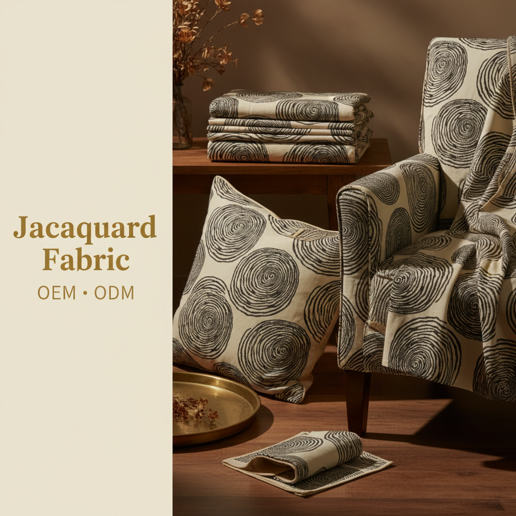 Black Cream Spiral Swirl Jacquard Woven Fabric | 100% Polyester | 145cm | Coating Available | Wholesale OEM Functional Fabric