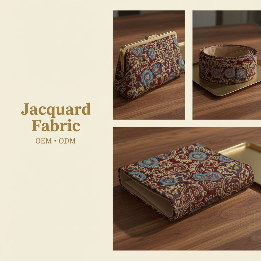 Burgundy Jacquard Fabric | Paisley Floral | 150cm | Wholesale OEM Custom Cotton-Poly Jacquard Fabric