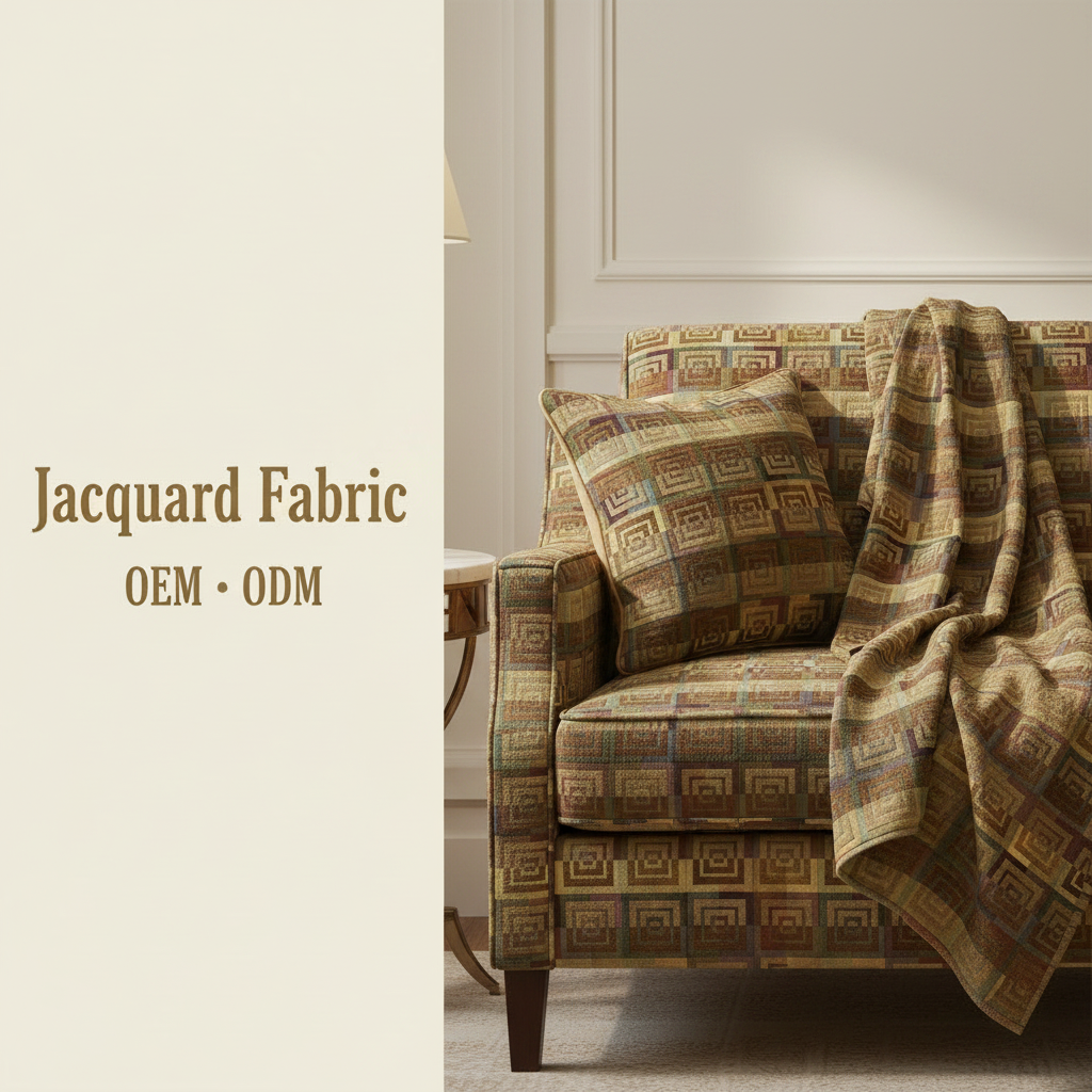 Multi-tone Concentric Square Geometric Jacquard Woven Fabric | 100% Polyester | 145cm | Coating Available | Wholesale OEM Functional Fabric