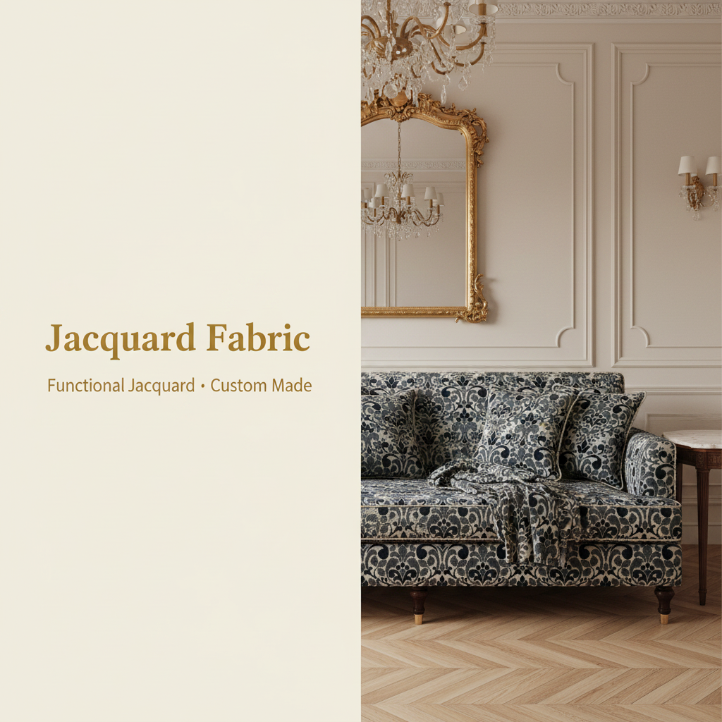 Navy Damask Chenille Jacquard Fabric | 100% Polyester | 145cm | Coating Available | Wholesale OEM Functional Fabric