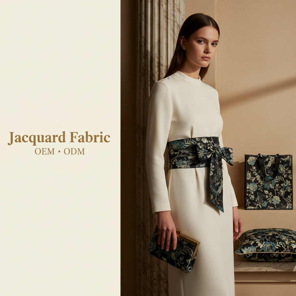 Black Floral Vine Chenille Jacquard Fabric | Polyester-Cotton Chenille | 150cm | Wholesale OEM Custom Chenille Jacquard Fabric