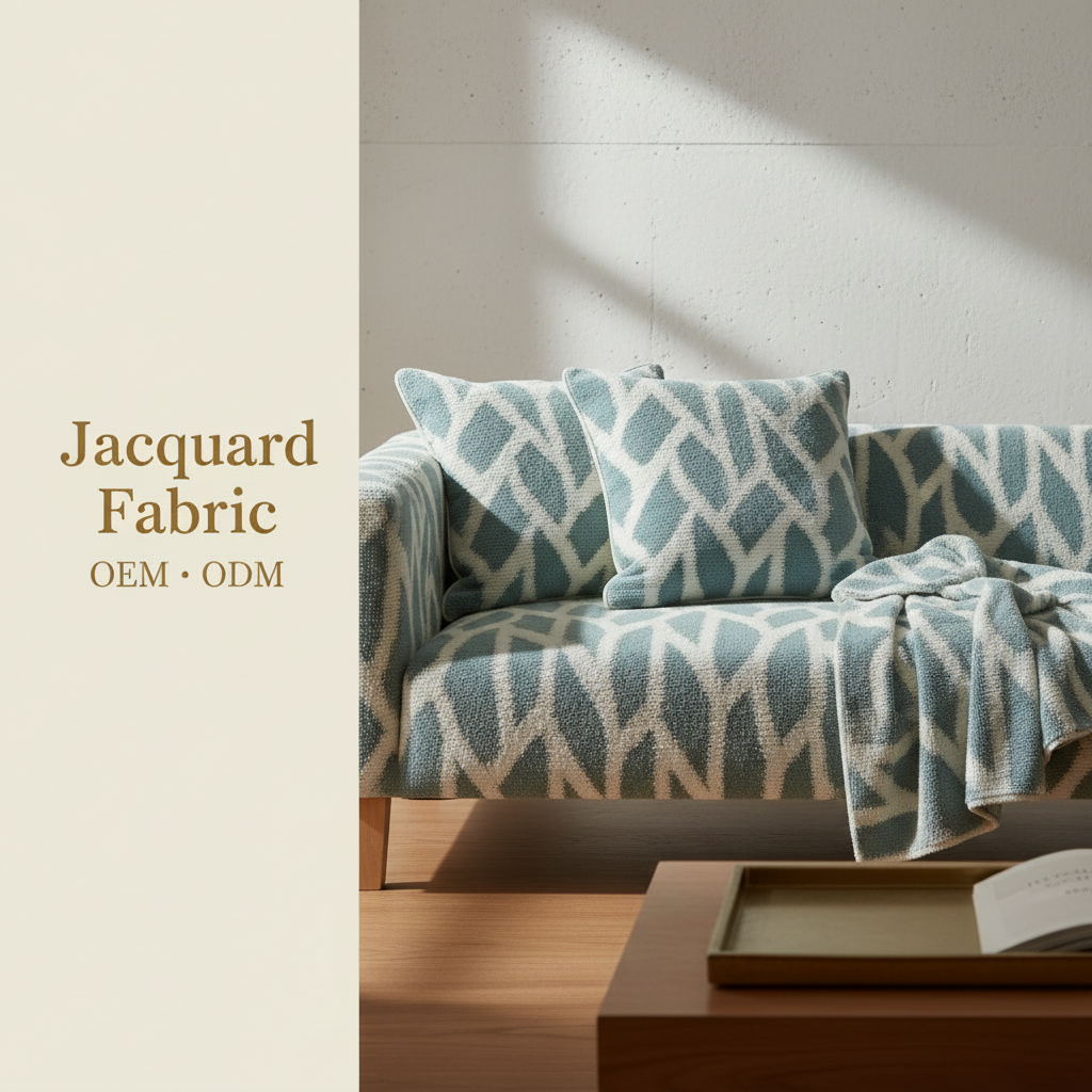 Slate Blue Abstract Wave Chenille Jacquard Fabric | 100% Polyester | 145cm | Coating Available | Wholesale OEM Functional Fabric