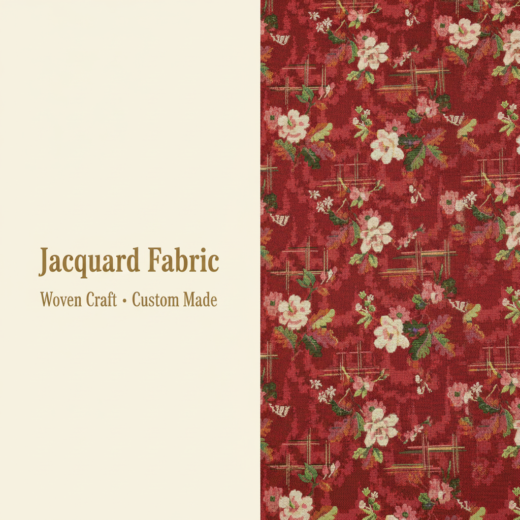 Floral Bouquet Jacquard Woven Fabric | Polyester | 150cm | Wholesale OEM Custom Cotton-Poly Jacquard Fabric