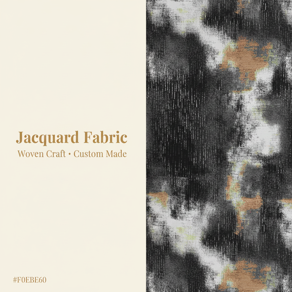 Olive Brown Charcoal Grey Abstract Camo Distressed Jacquard Fabric | 100% Polyester | 150cm | Wholesale OEM Custom Cotton-Poly Jacquard Fabric