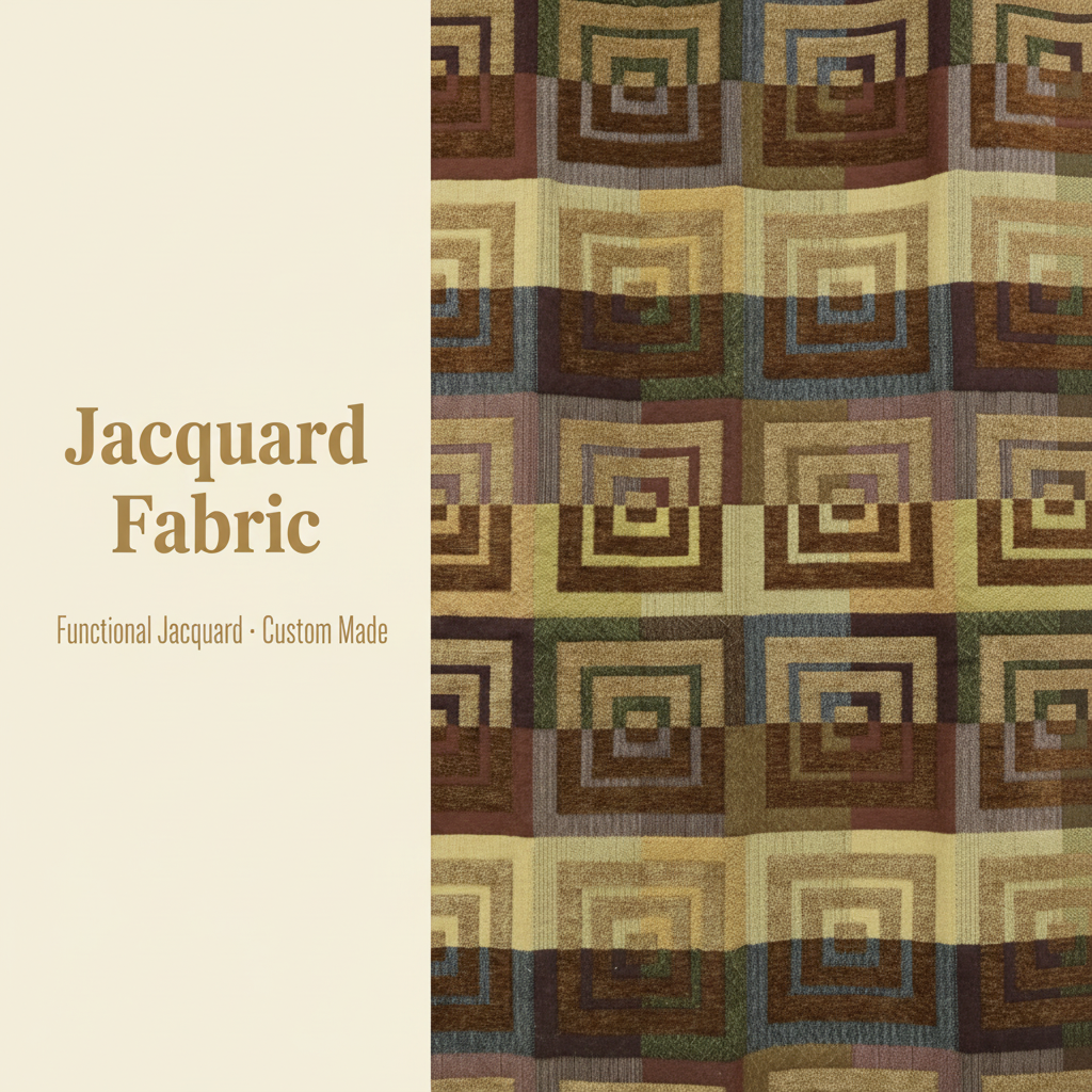 Multi-tone Concentric Square Geometric Jacquard Woven Fabric | 100% Polyester | 145cm | Coating Available | Wholesale OEM Functional Fabric
