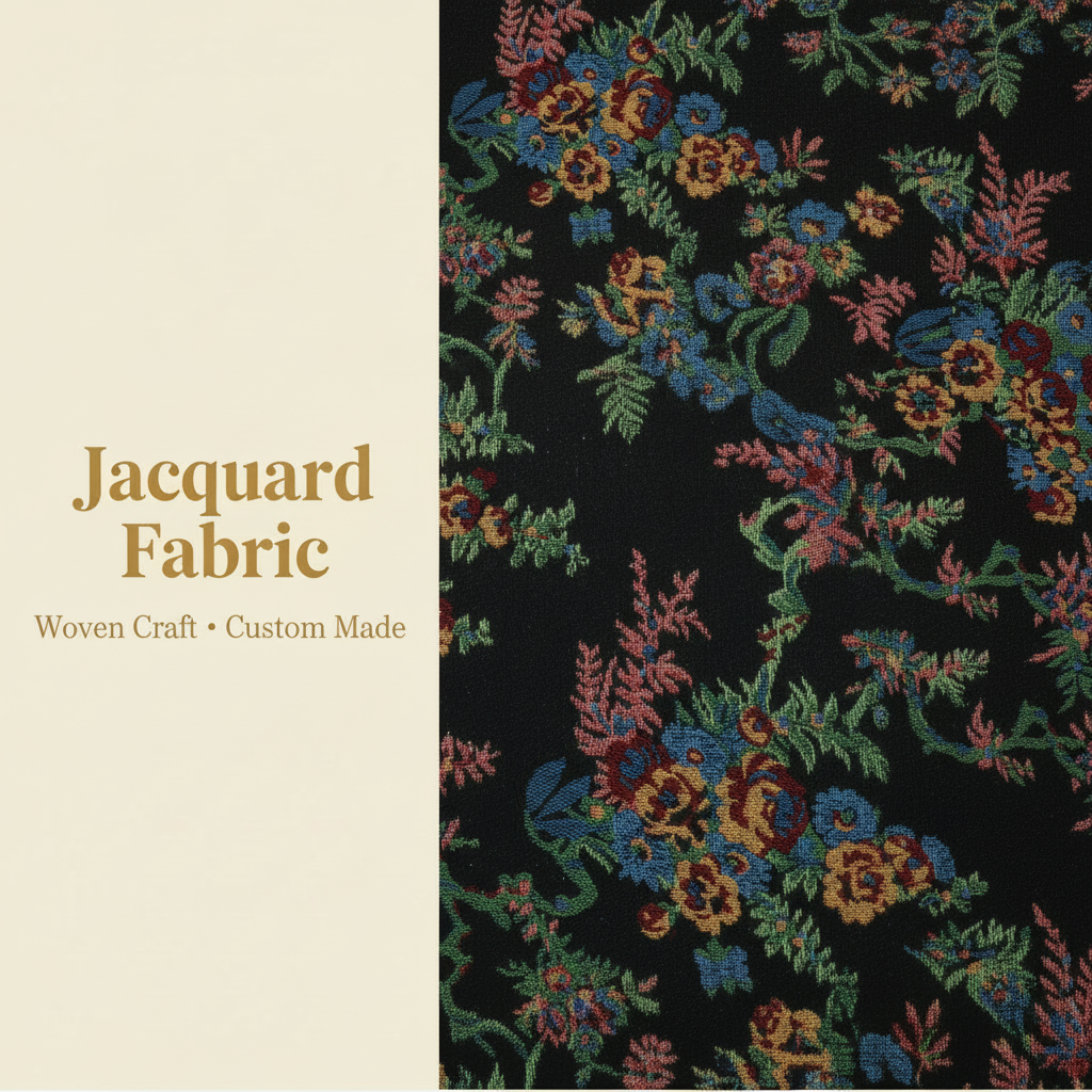 Multicolor Jacquard Fabric | Victorian Rose Bouquet | 150cm | Wholesale OEM Custom Cotton-Poly Jacquard Fabric
