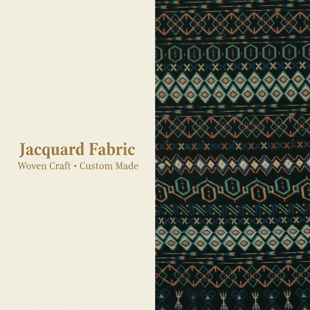 Multicolor Ethnic Geometric Jacquard Fabric | Polyester-Cotton | 150cm | Wholesale OEM Custom Cotton-Poly Jacquard Fabric