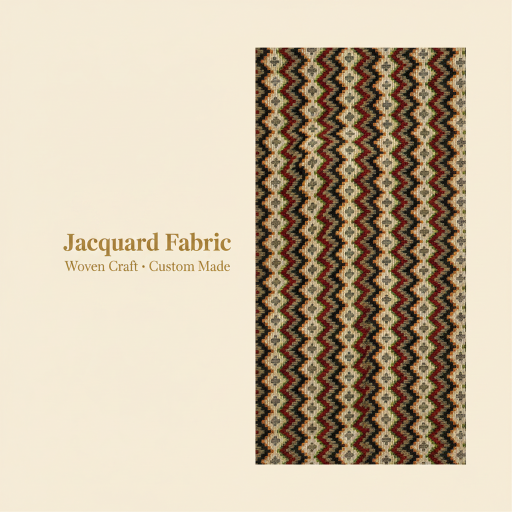 Burgundy Black Chevron Jacquard Fabric | Cotton-Polyester | 150cm | Wholesale OEM Custom Cotton-Poly Jacquard Fabric