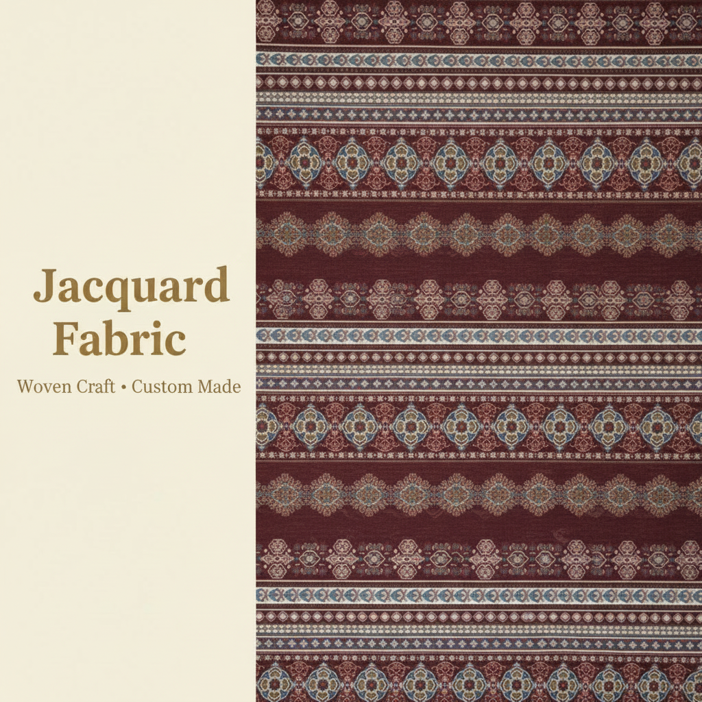 Black Kilim Geometric Stripe Jacquard Fabric | Polyester-Cotton | 150cm | Wholesale OEM Custom Cotton-Poly Jacquard Fabric