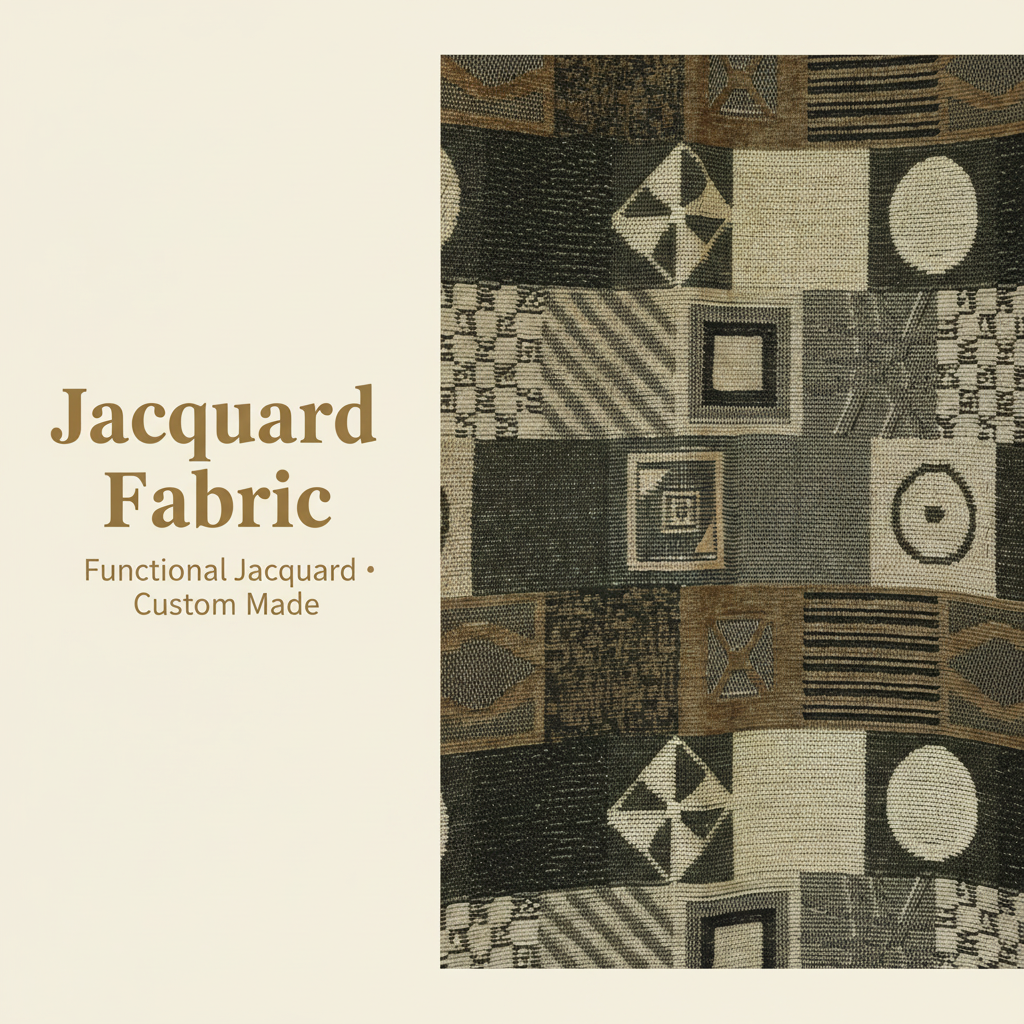 Black Abstract Geometric Jacquard Woven Fabric | Polyester | 145cm | Coating Available | Wholesale OEM Functional Fabric