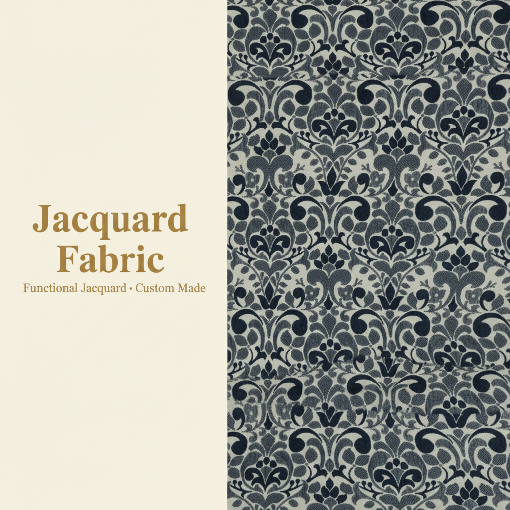 Navy Damask Chenille Jacquard Fabric | 100% Polyester | 145cm | Coating Available | Wholesale OEM Functional Fabric
