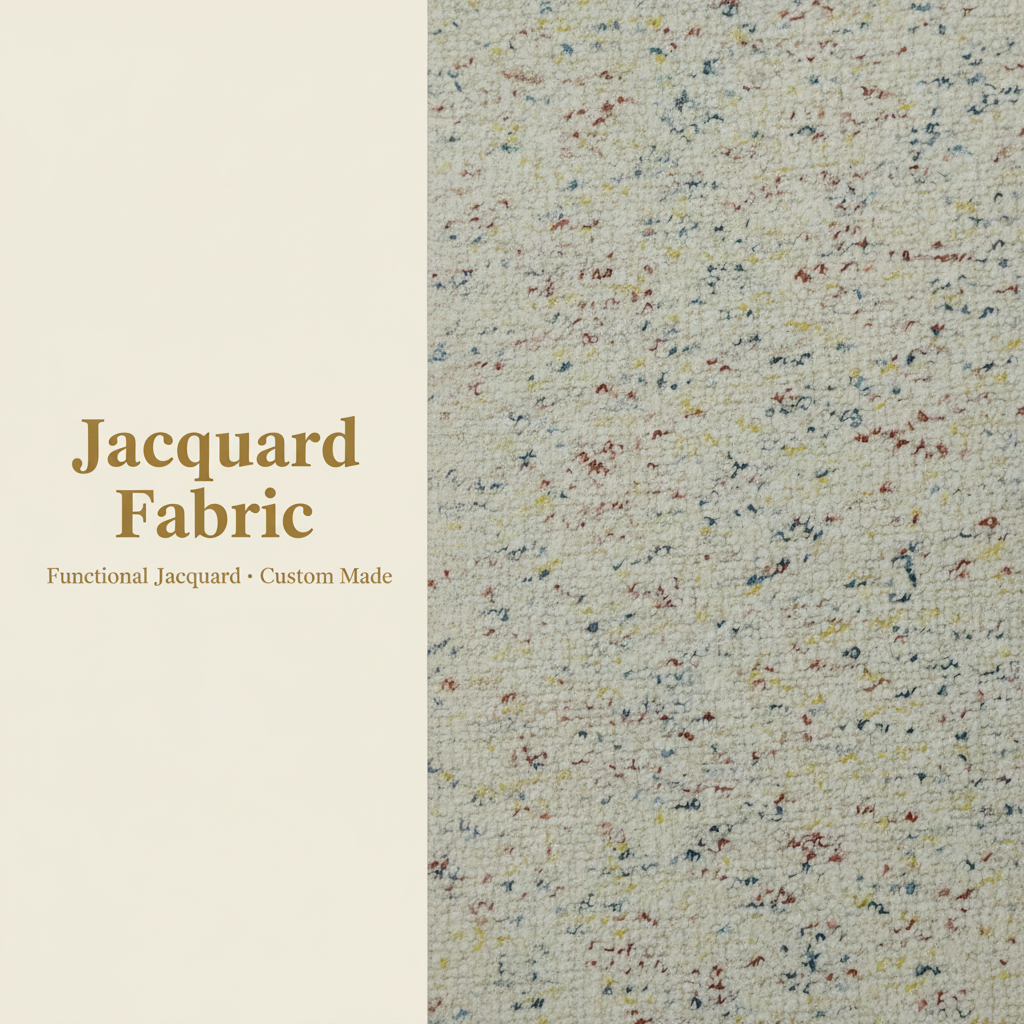 Ivory Confetti Speckle Jacquard Woven Fabric | 100% Polyester | 145cm | Coating Available | Wholesale OEM Functional Fabric
