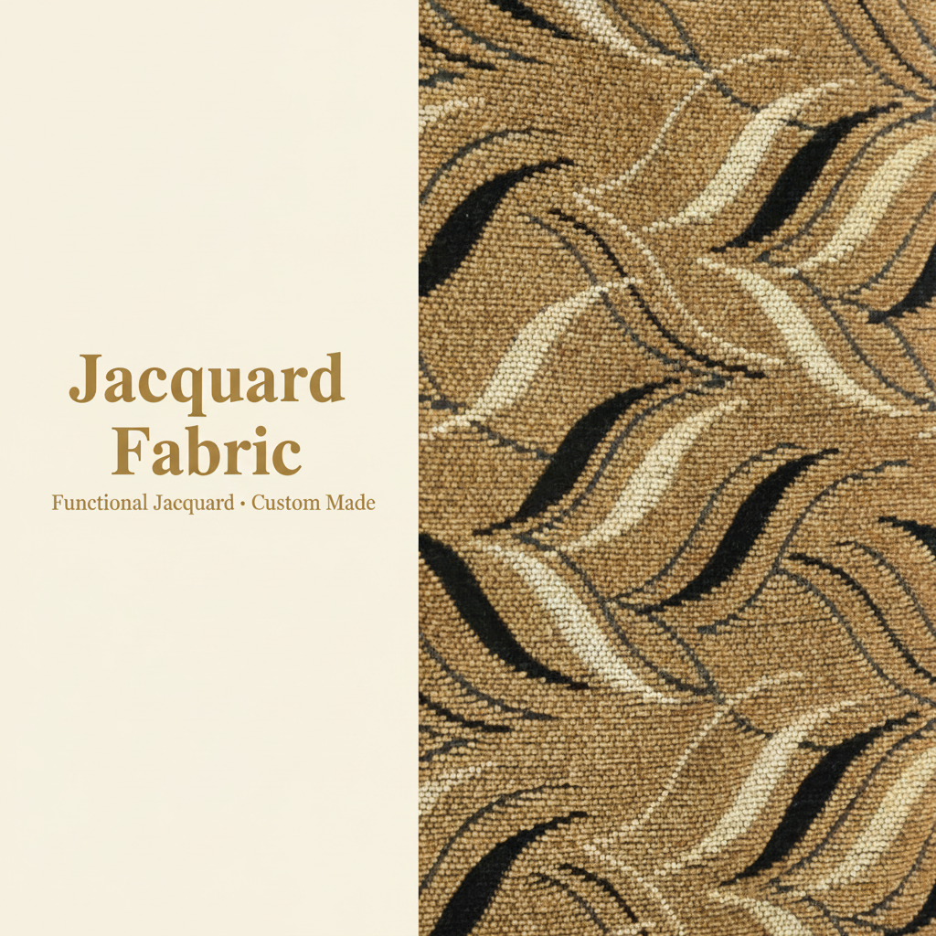 Golden Brown Wave Leaf Chenille Jacquard Fabric | 100% Polyester | 145cm | Coating Available | Wholesale OEM Functional Fabric