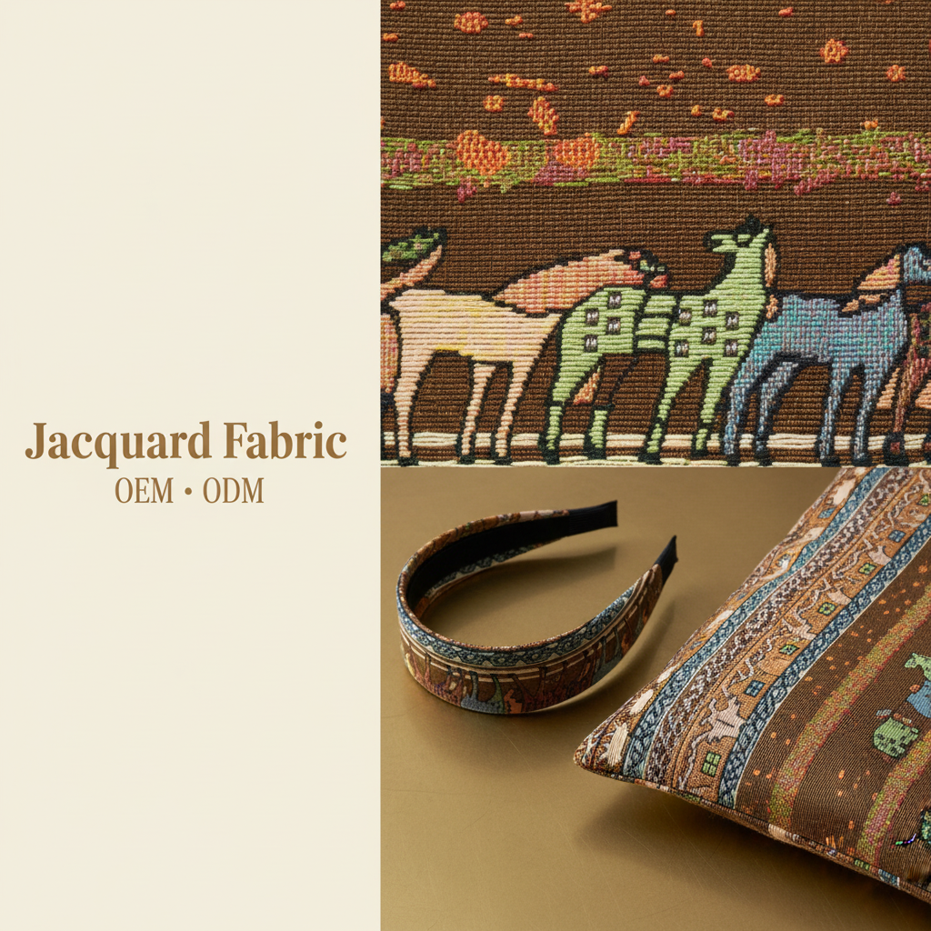 Midnight Black Russet Brown Folk Stripe Animal Jacquard Fabric | 100% Polyester | 150cm | Wholesale OEM Custom Cotton-Poly Jacquard Fabric