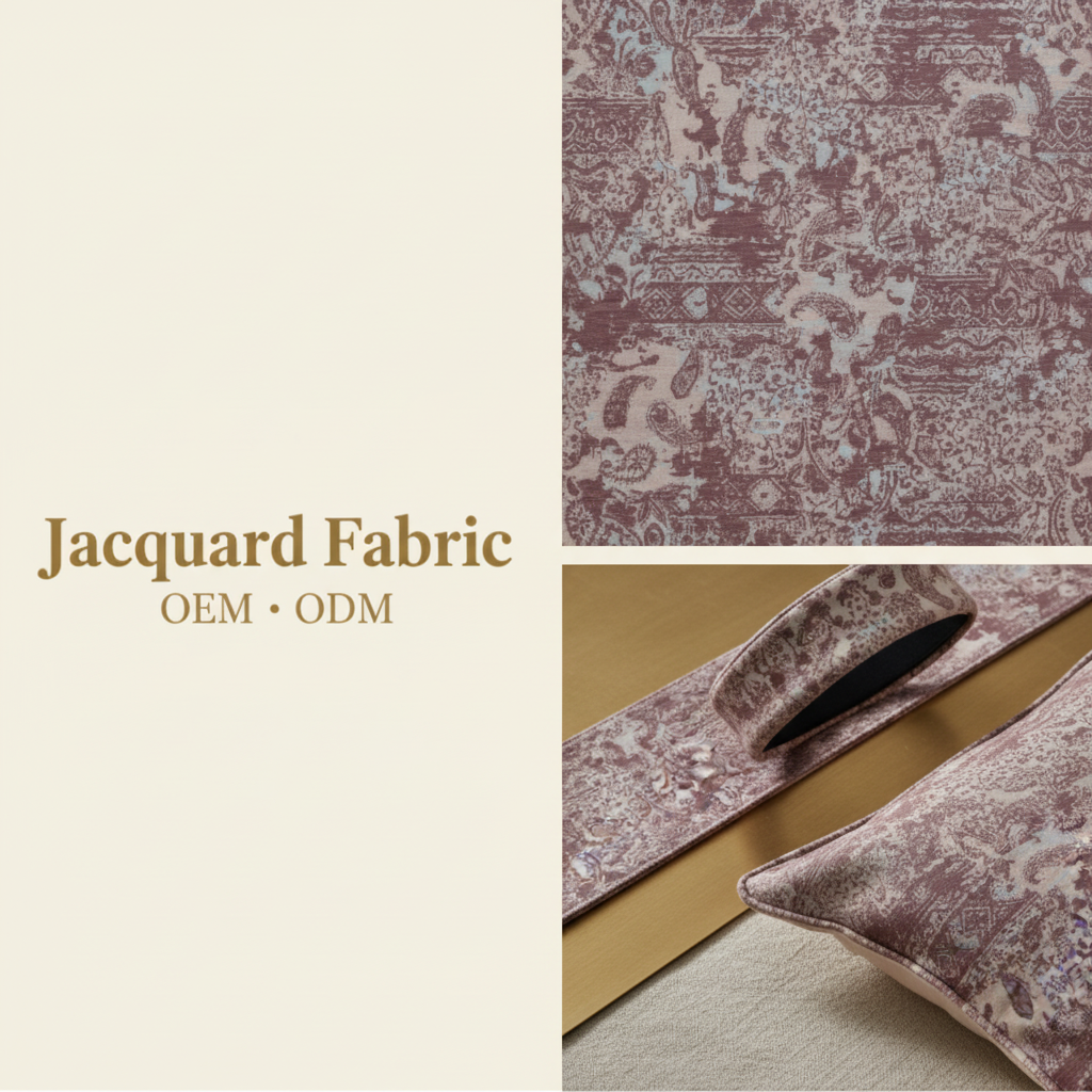 Dusty Rose Vintage Paisley Jacquard Fabric | Chenille Poly-Cotton | 145cm | Wholesale OEM Custom Chenille Jacquard Fabric