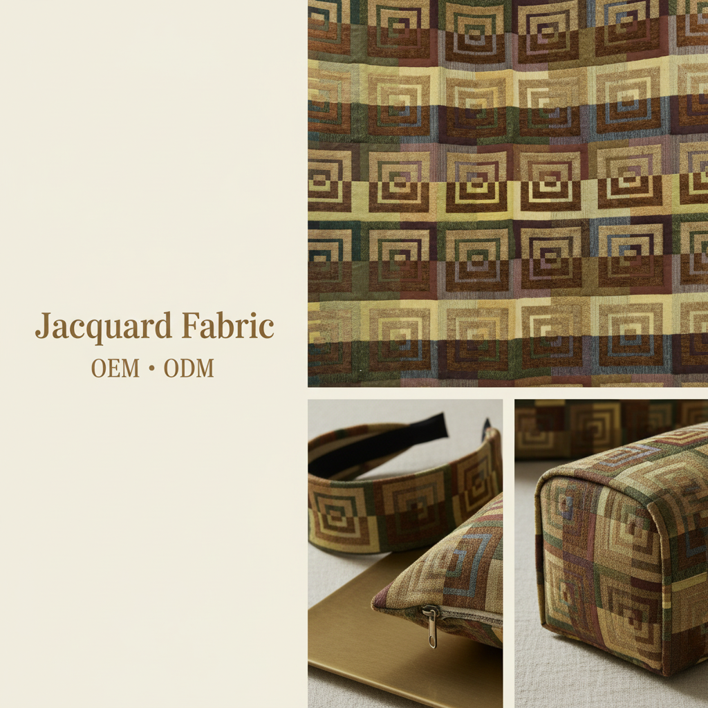 Multi-tone Concentric Square Geometric Jacquard Woven Fabric | 100% Polyester | 145cm | Coating Available | Wholesale OEM Functional Fabric