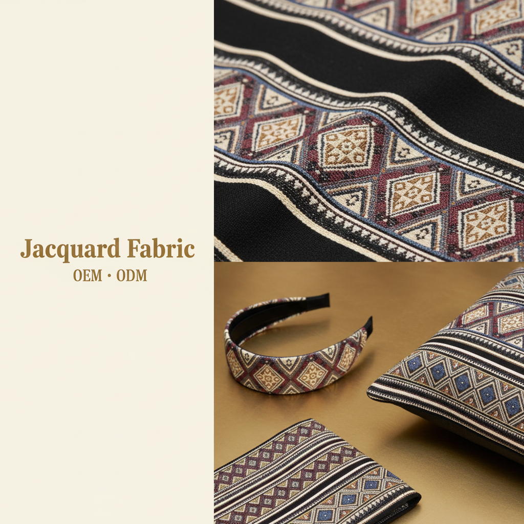 Multicolor Ethnic Geometric Diamond Stripe Jacquard Fabric | Cotton-Polyester | 150cm | Wholesale OEM Custom Cotton-Poly Jacquard Fabric